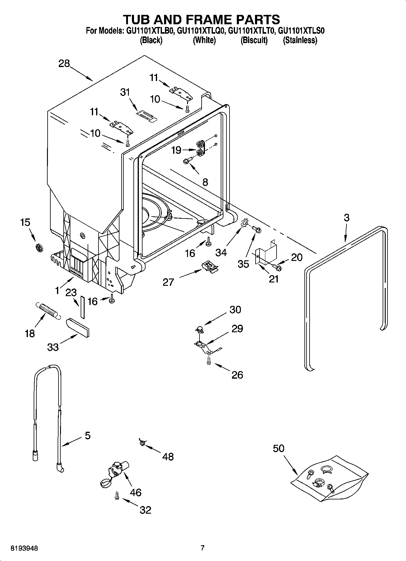 07 - TUB AND FRAME PARTS