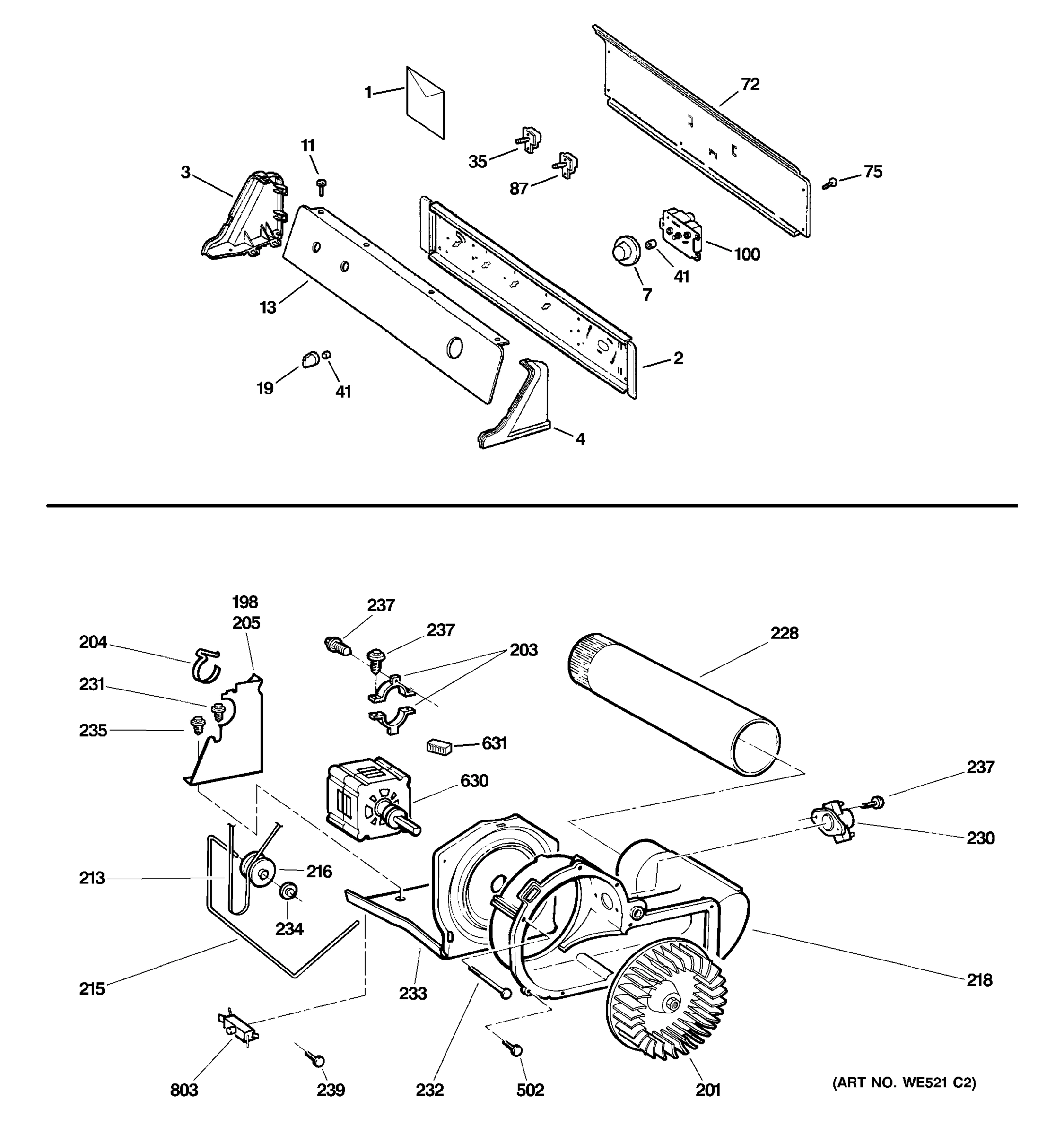 BACKSPLASH, BLOWER & MOTOR ASSEMBLY