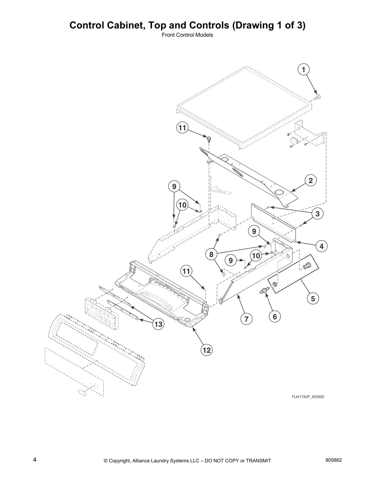 Control Cabinet, Top and Controls (Drawing 1 of 3)