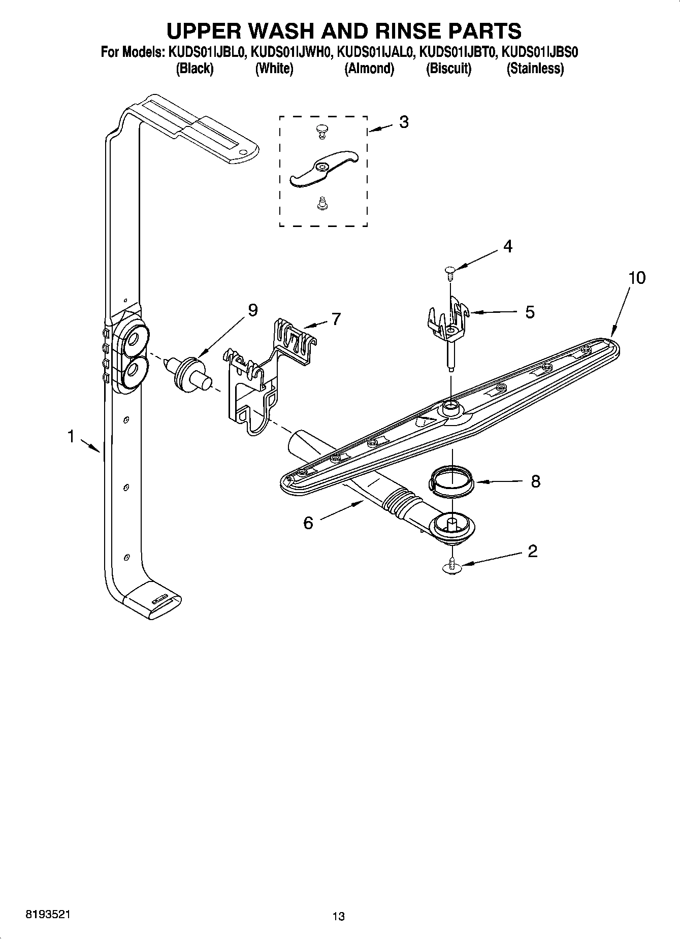 10 - UPPER WASH AND RINSE PARTS