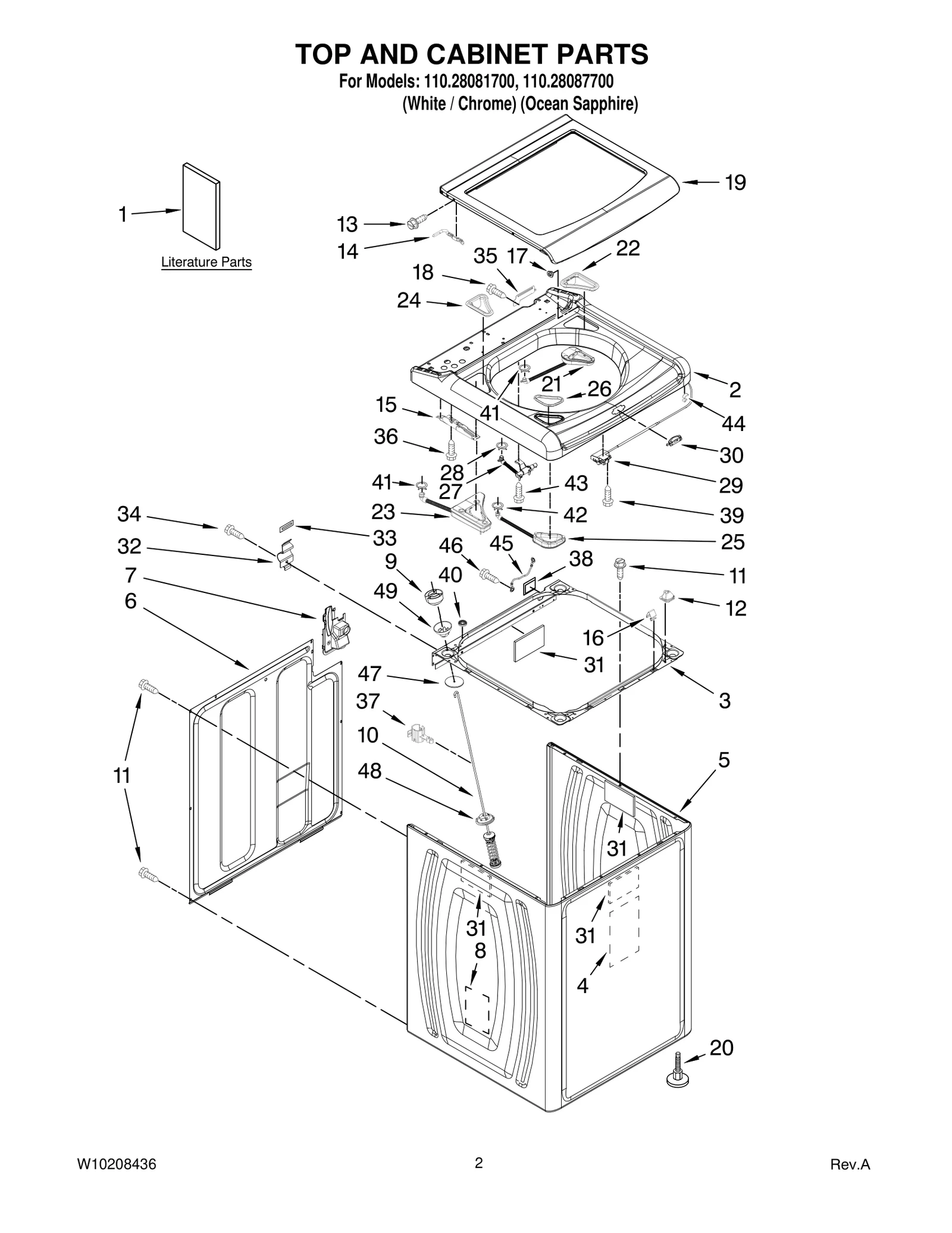 TOP AND CABINET PARTS