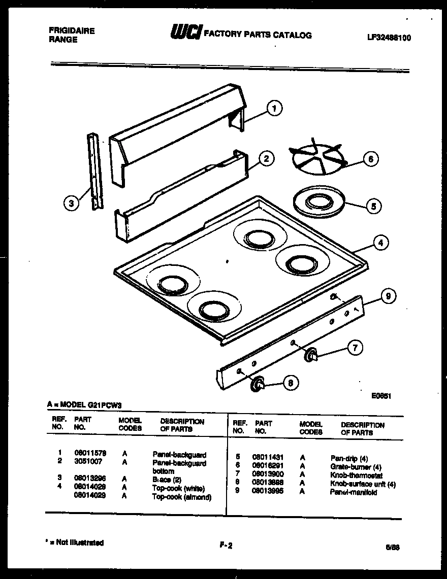 02 - BACKGUARD AND COOKTOP PARTS