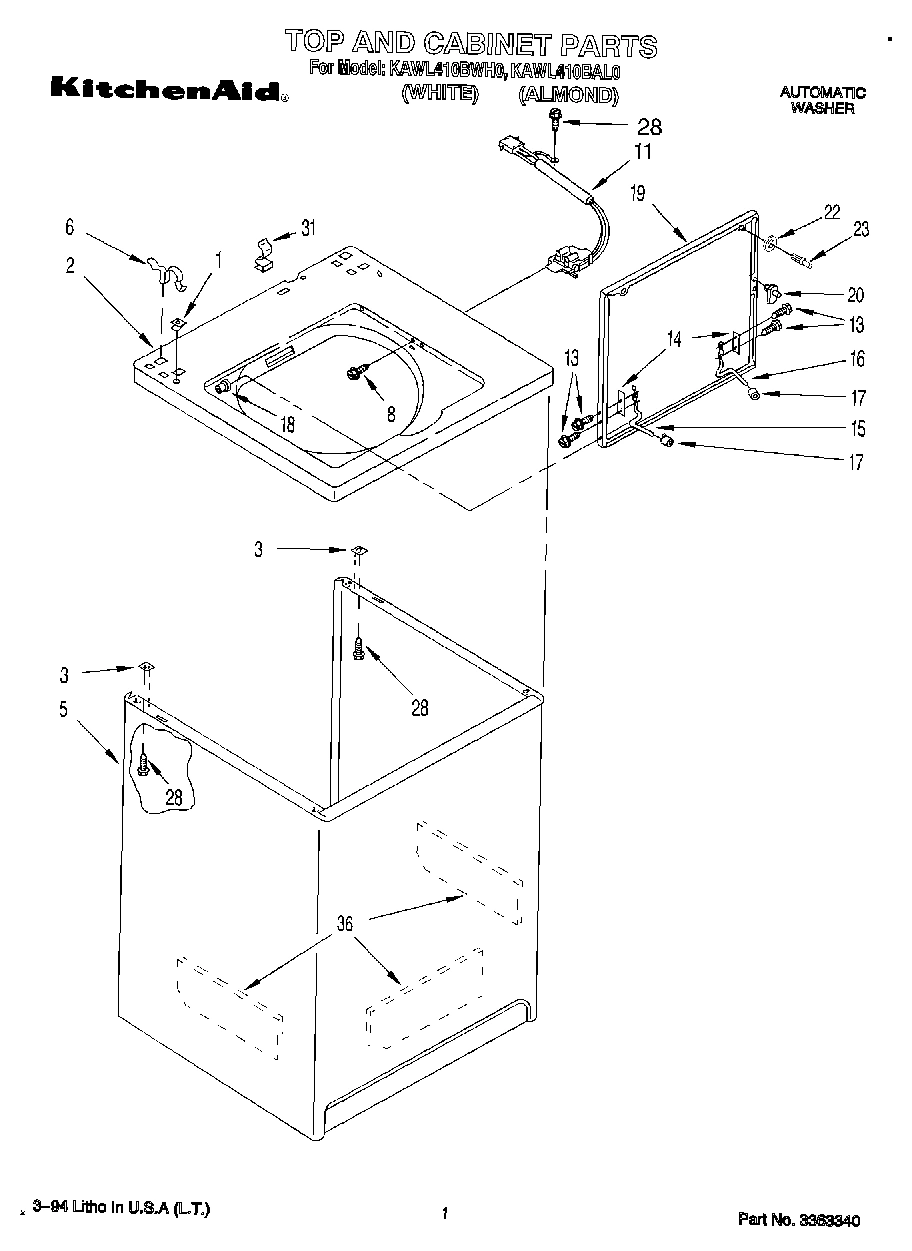 01 - TOP AND CABINET, LIT/OPTIONAL
