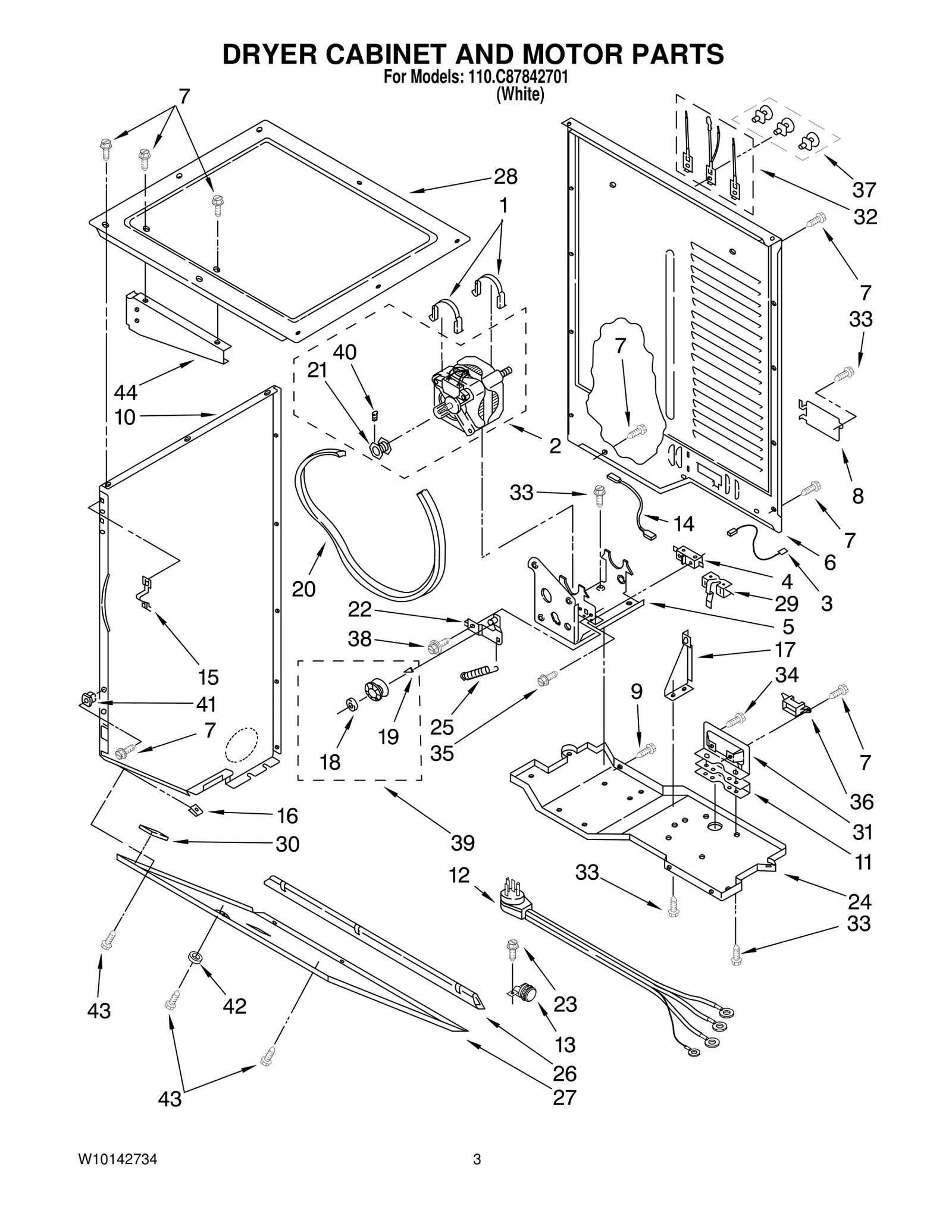 DRYER CABINET AND MOTOR PARTS