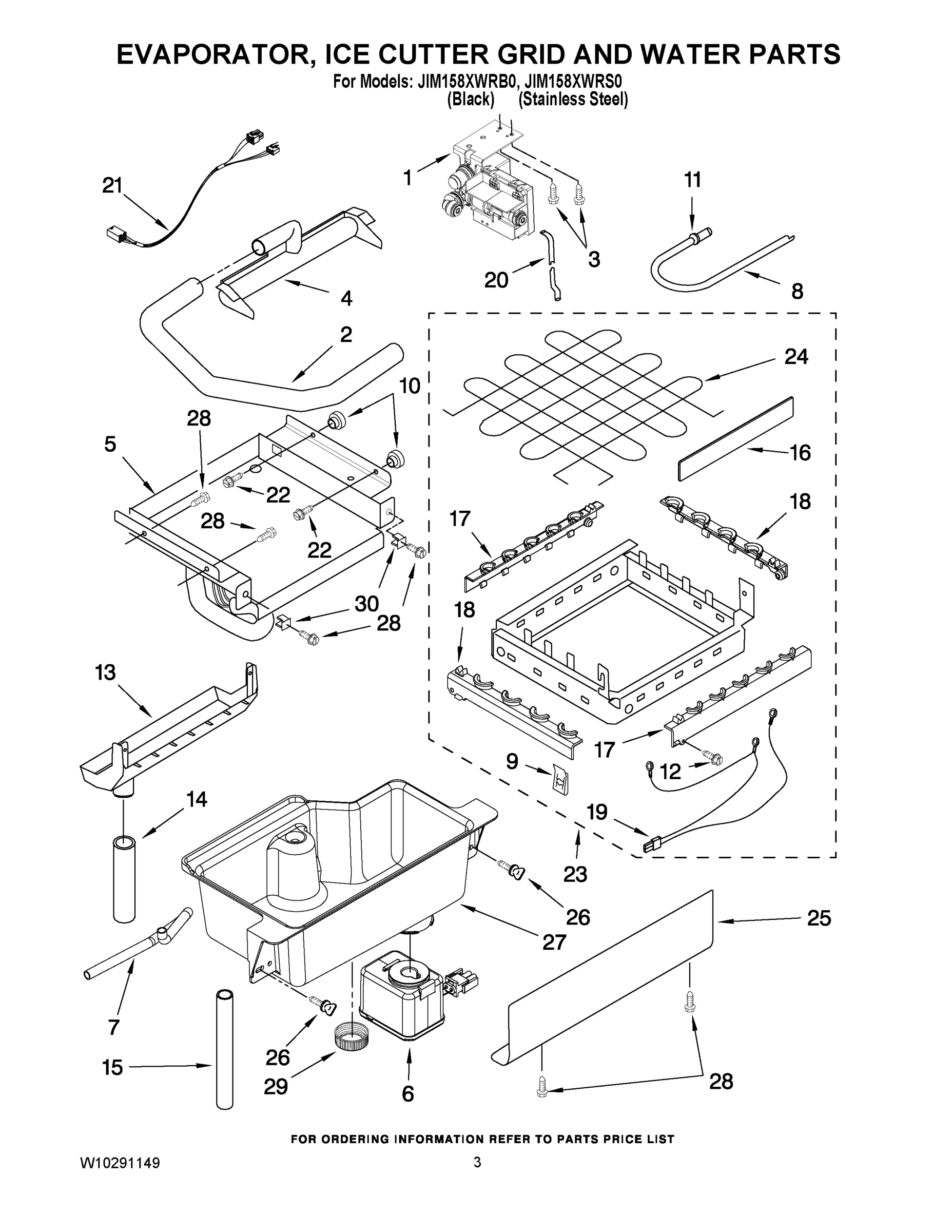 02 - EVAPORATOR, ICE CUTTER GRID AND WATER PARTS