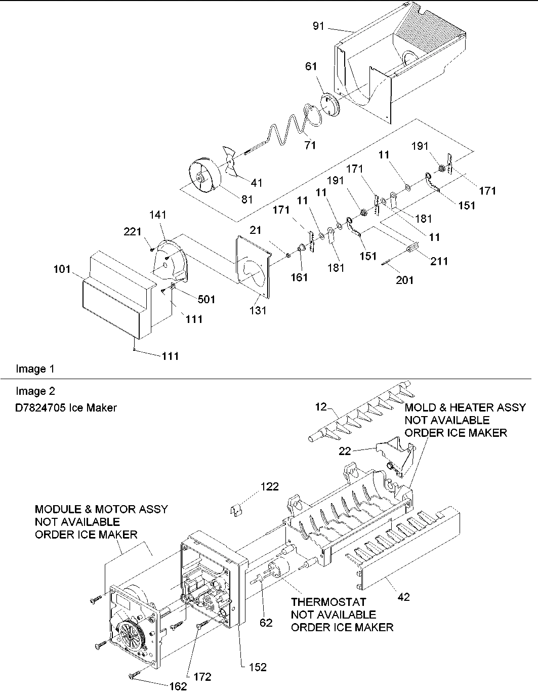 09 - Ice Bucket Auger & Ice Maker Parts