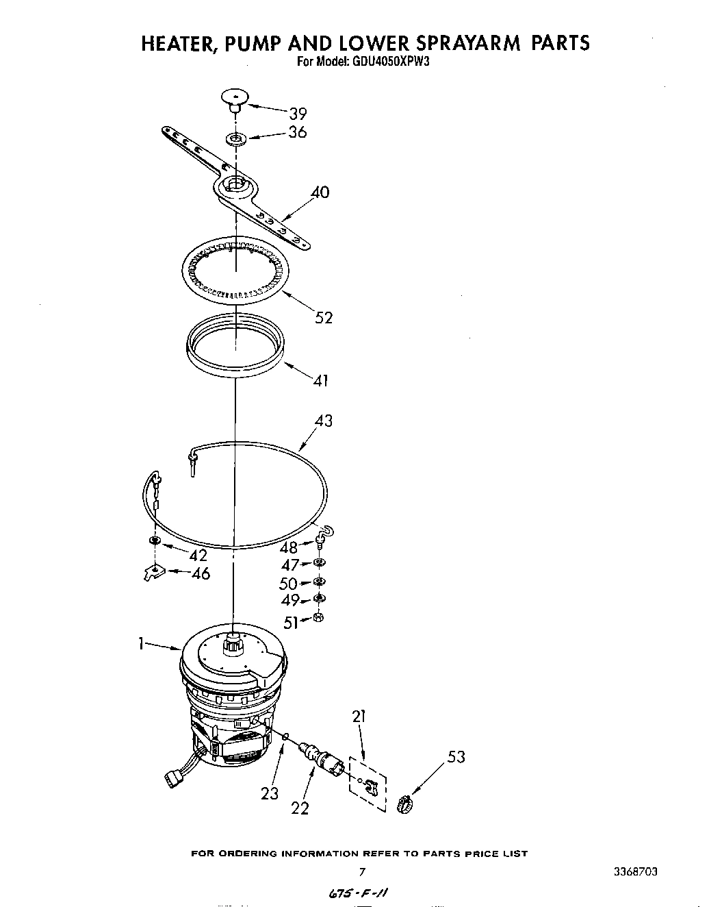 05 - HEATER, PUMP AND LOWER SPRAY ARM