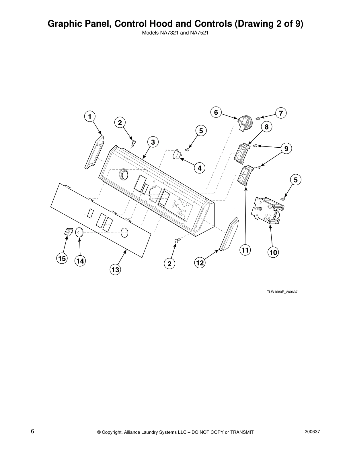 Graphic Panel, Control Hood and Controls (Drawing 2 of 9)