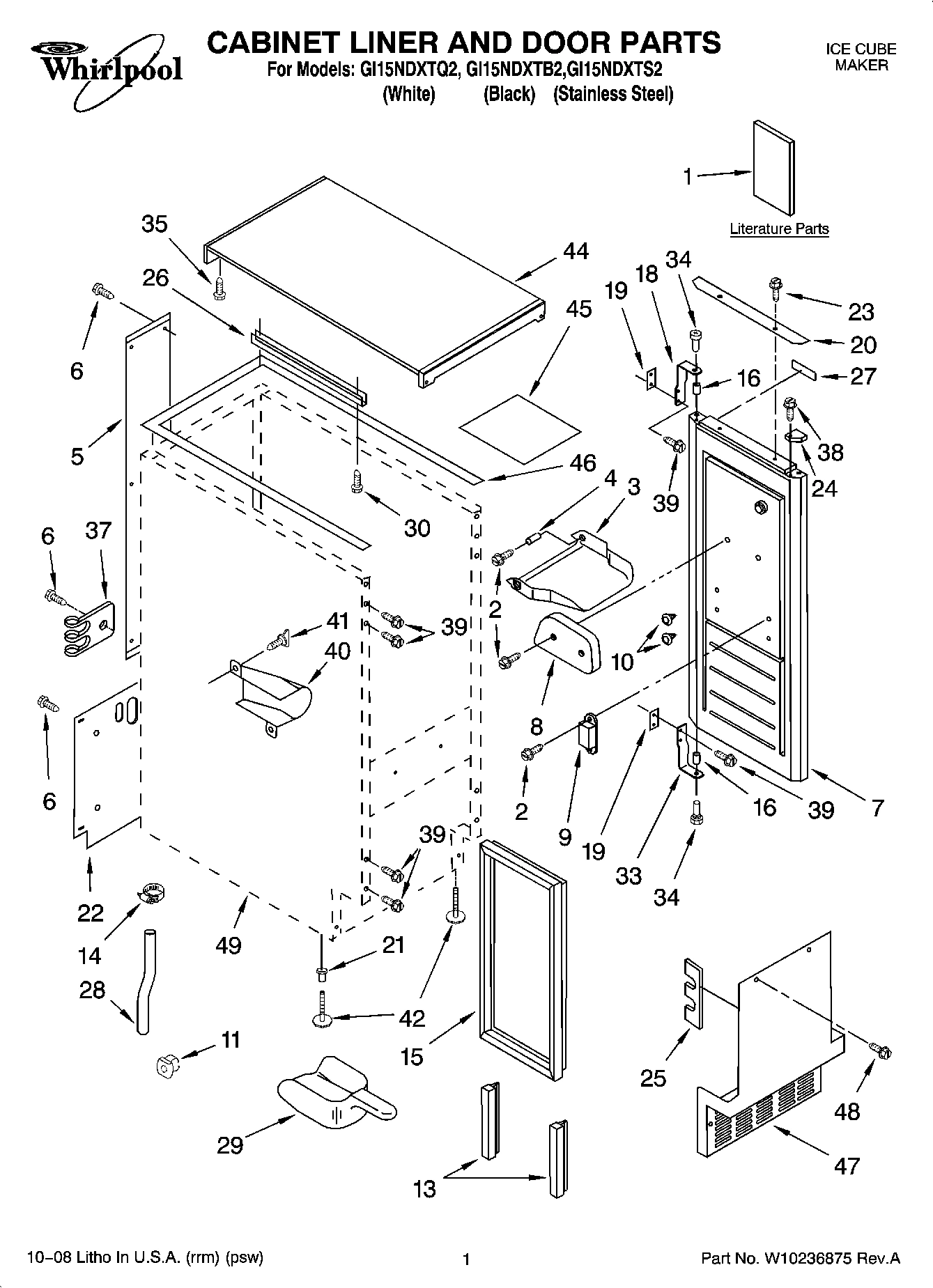 01 - CABINET LINER AND DOOR PARTS