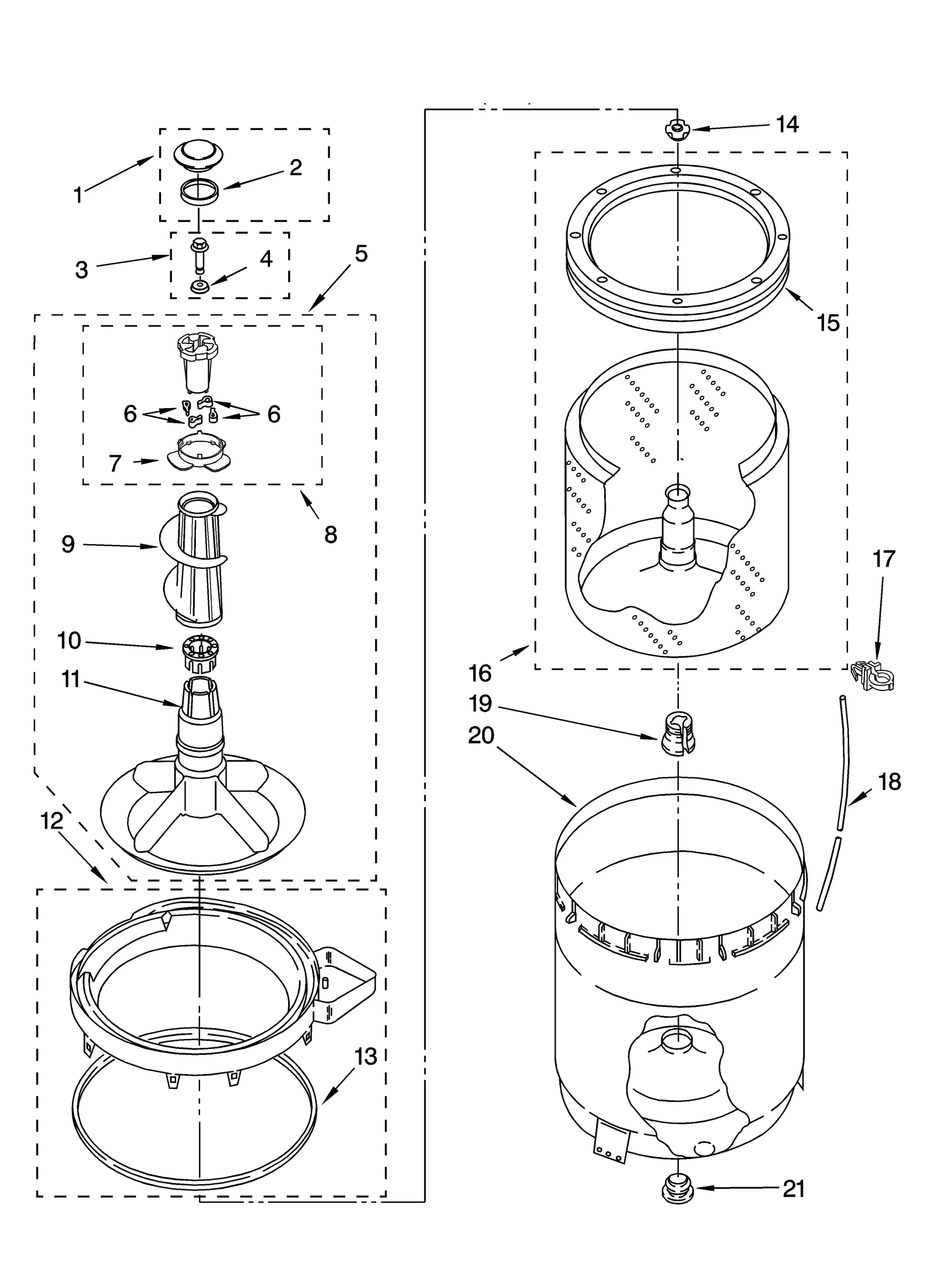 AGITATOR, BASKET AND TUB PARTS