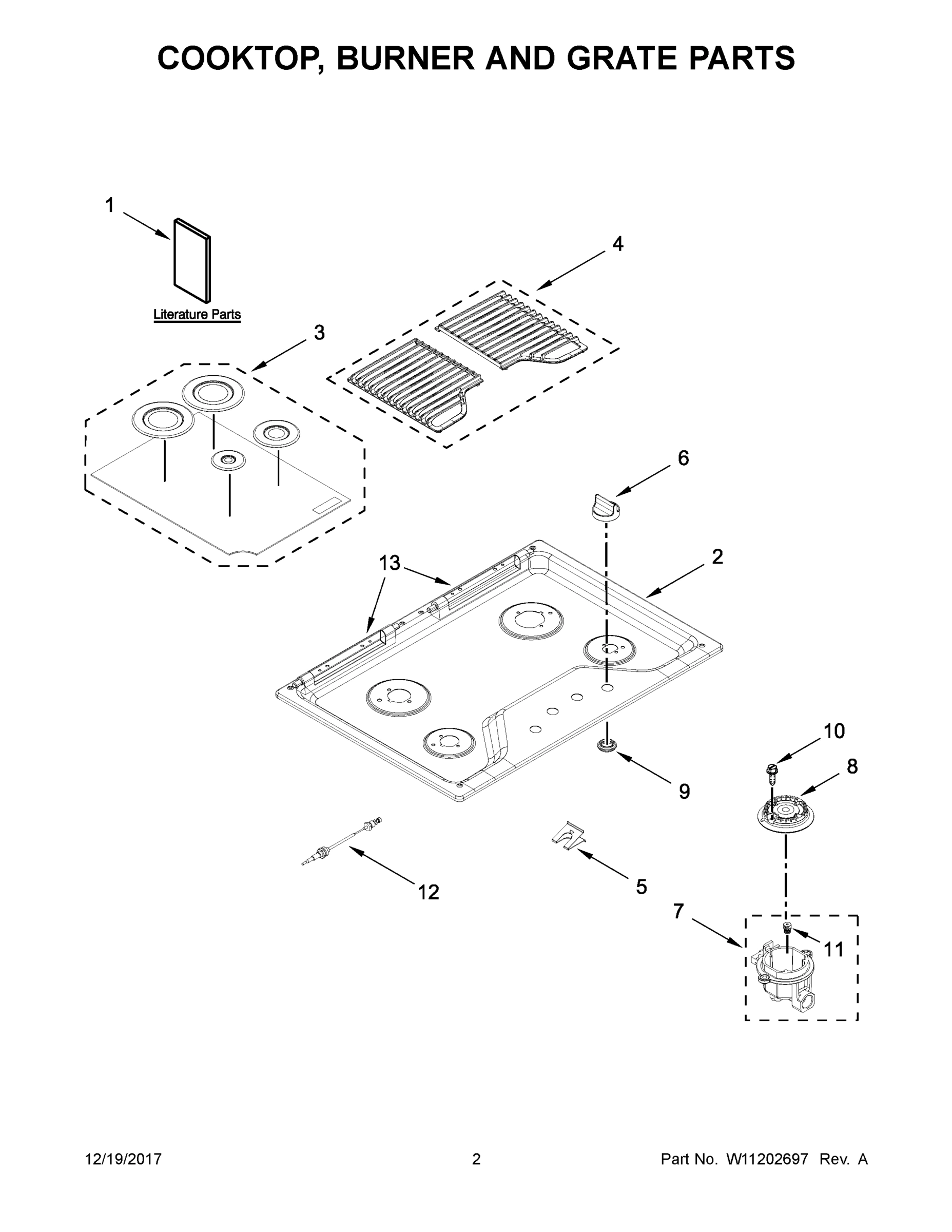 02 - COOKTOP, BURNER AND GRATE PARTS
