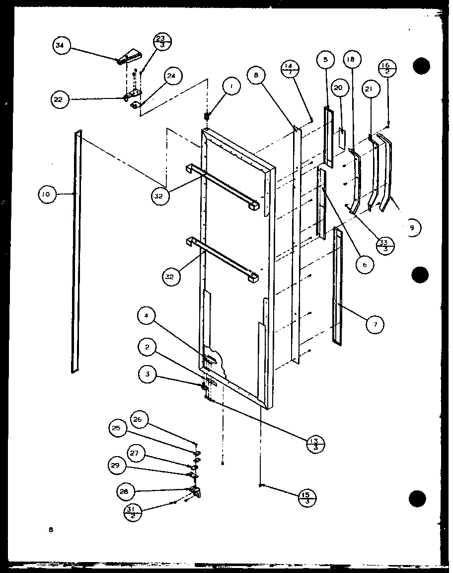 08 - REF DOOR HINGE AND TRIM PARTS