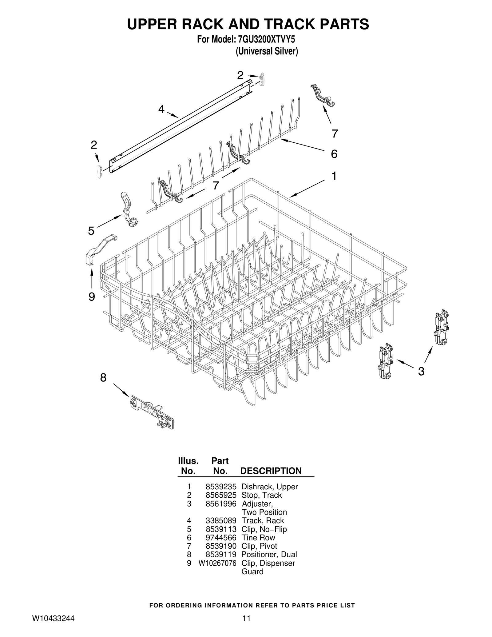 UPPER RACK AND TRACK PARTS