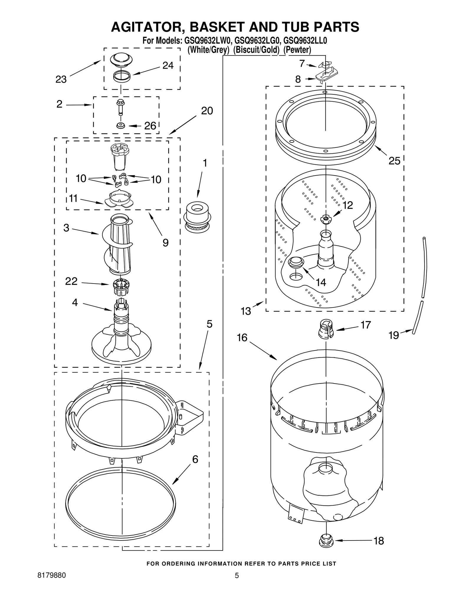 AGITATOR, BASKET AND TUB PARTS