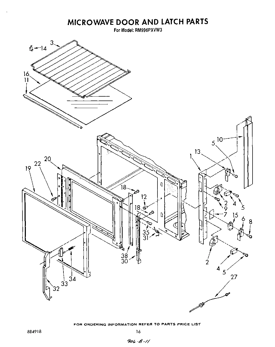 10 - MICROWAVE DOOR AND LATCH , LIT/OPTIONAL
