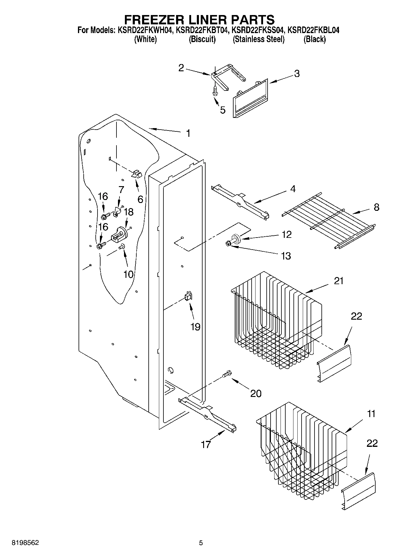 04 - FREEZER LINER PARTS