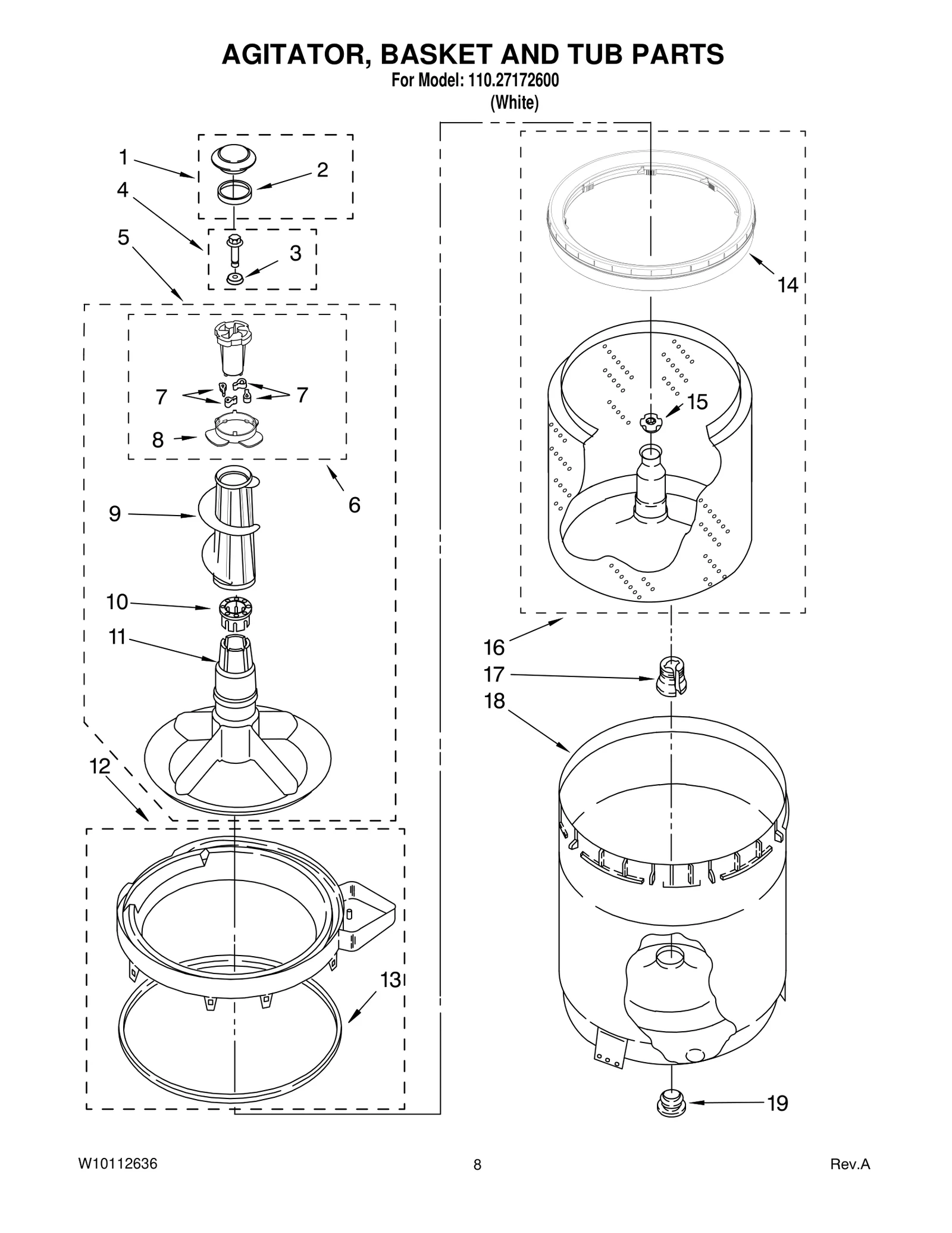 AGITATOR, BASKET AND TUB PARTS