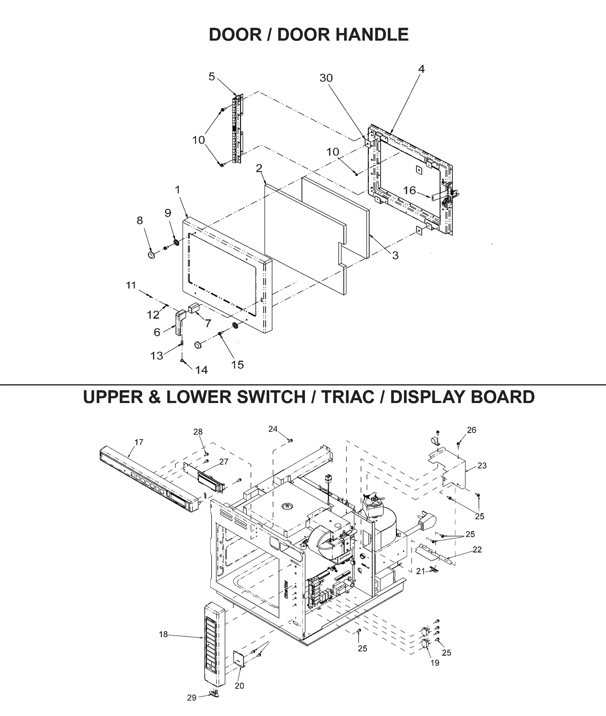 DOOR / UPPER & LOWER SWITCH / TRIAC / DISPLAY BOARD