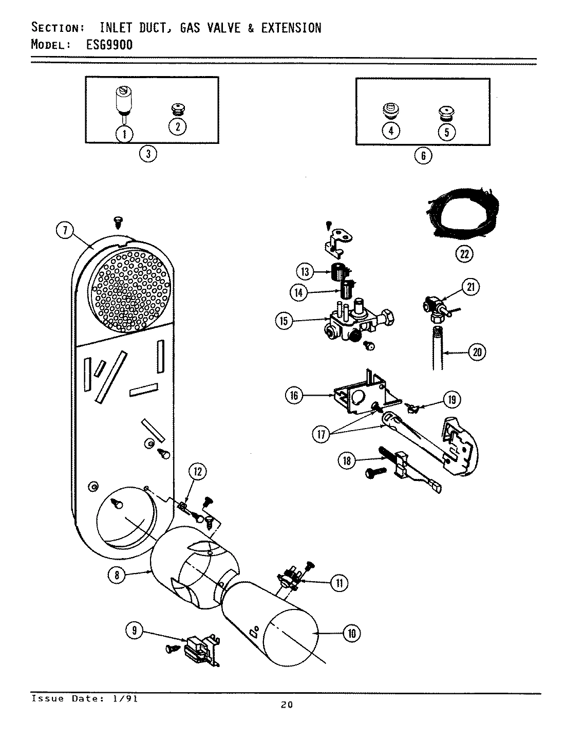 12 - INLET DUCT, GAS VALVE & EXT. (ESG9900)