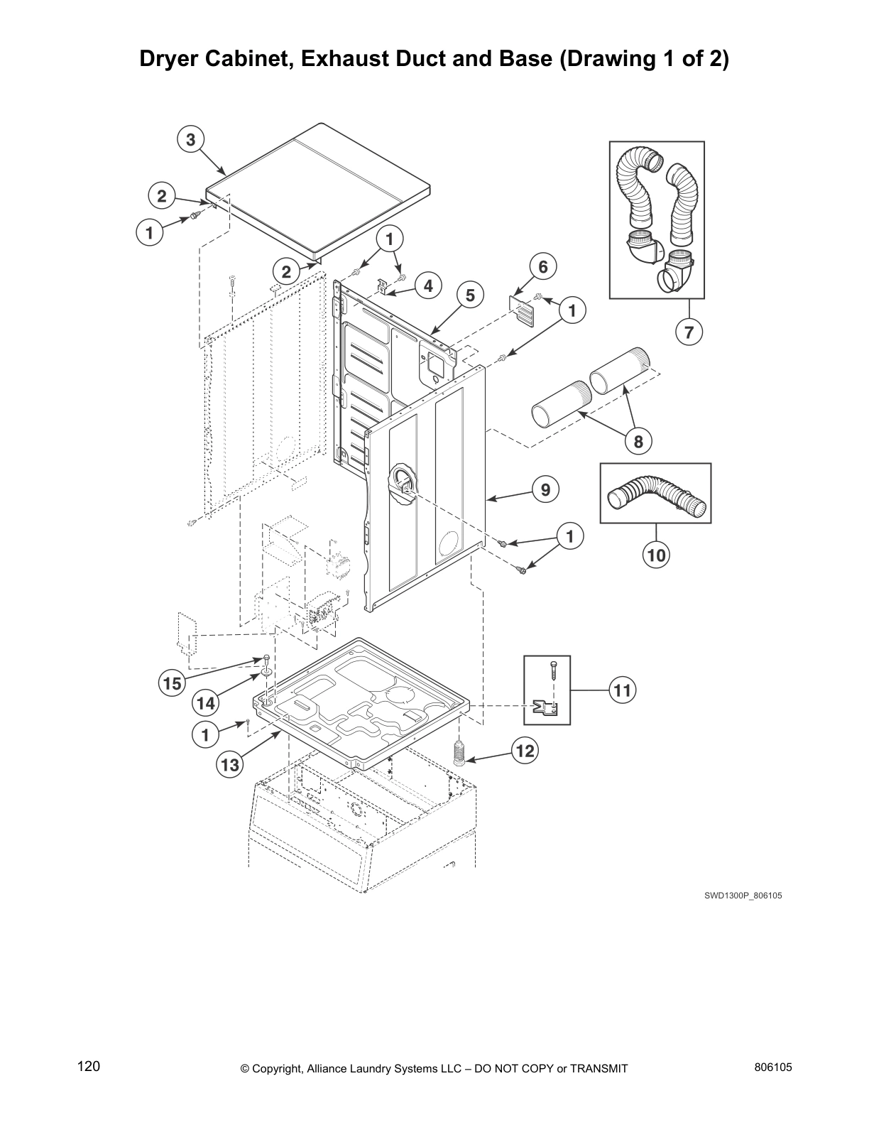 Dryer Cabinet, Exhaust Duct and Base (Drawing 1 of 2)