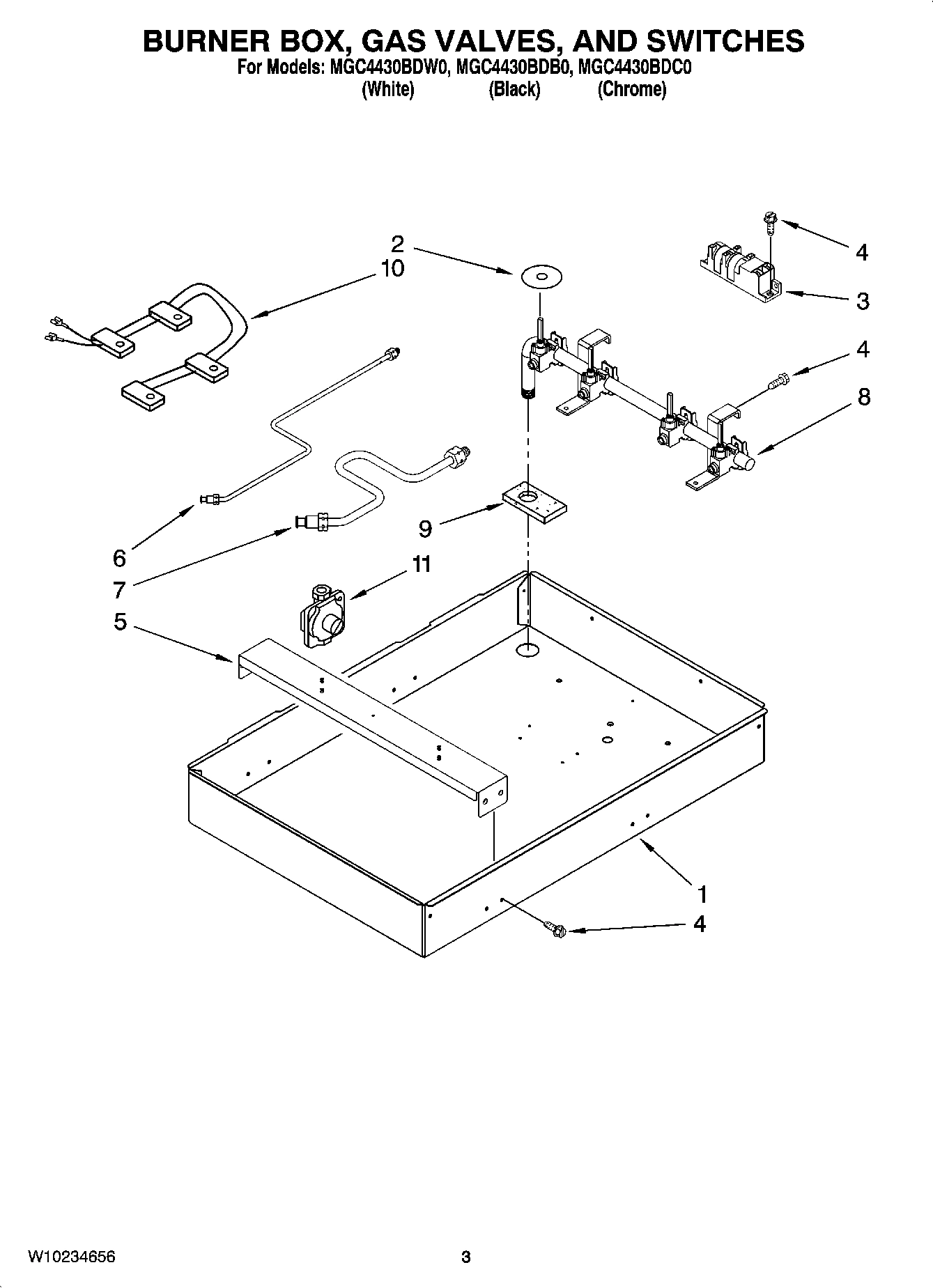 02 - BURNER BOX, GAS VALVES, AND SWITCHES, OPTIONAL PARTS (NOT INCLUDED)