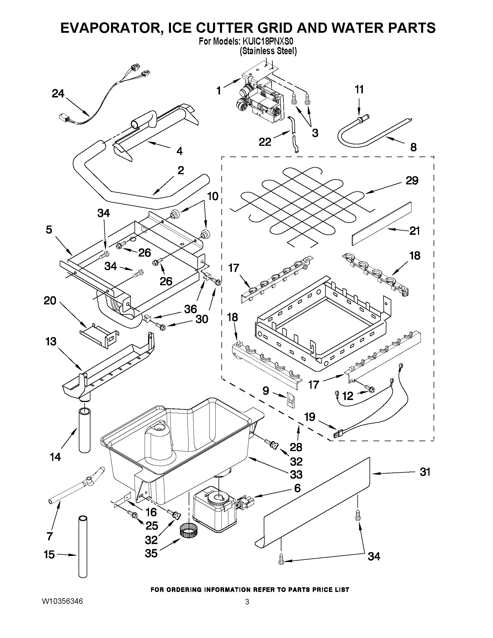 02 - EVAPORATOR, ICE CUTTER GRID AND WATER PARTS
