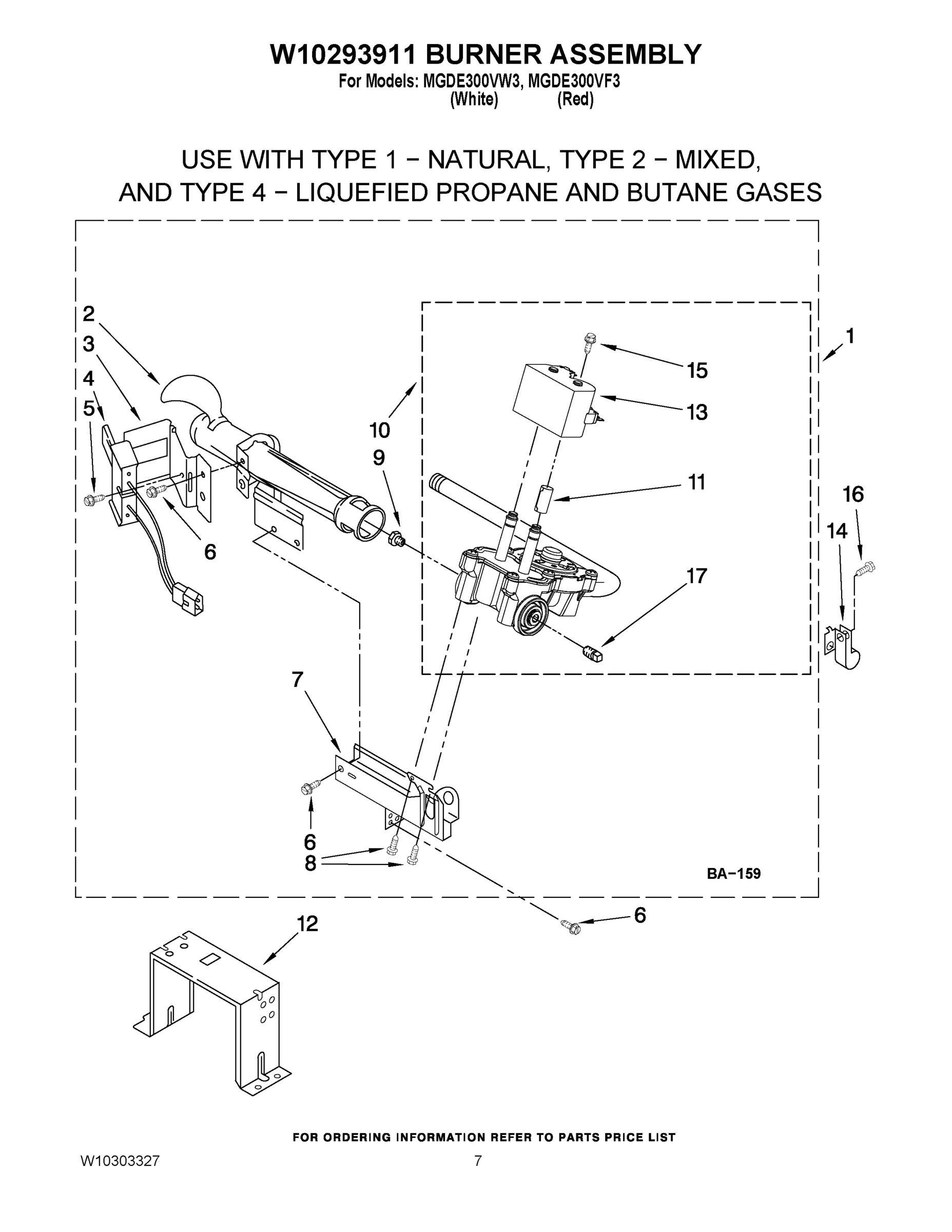 04 - W10293911 BURNER ASSEMBLY