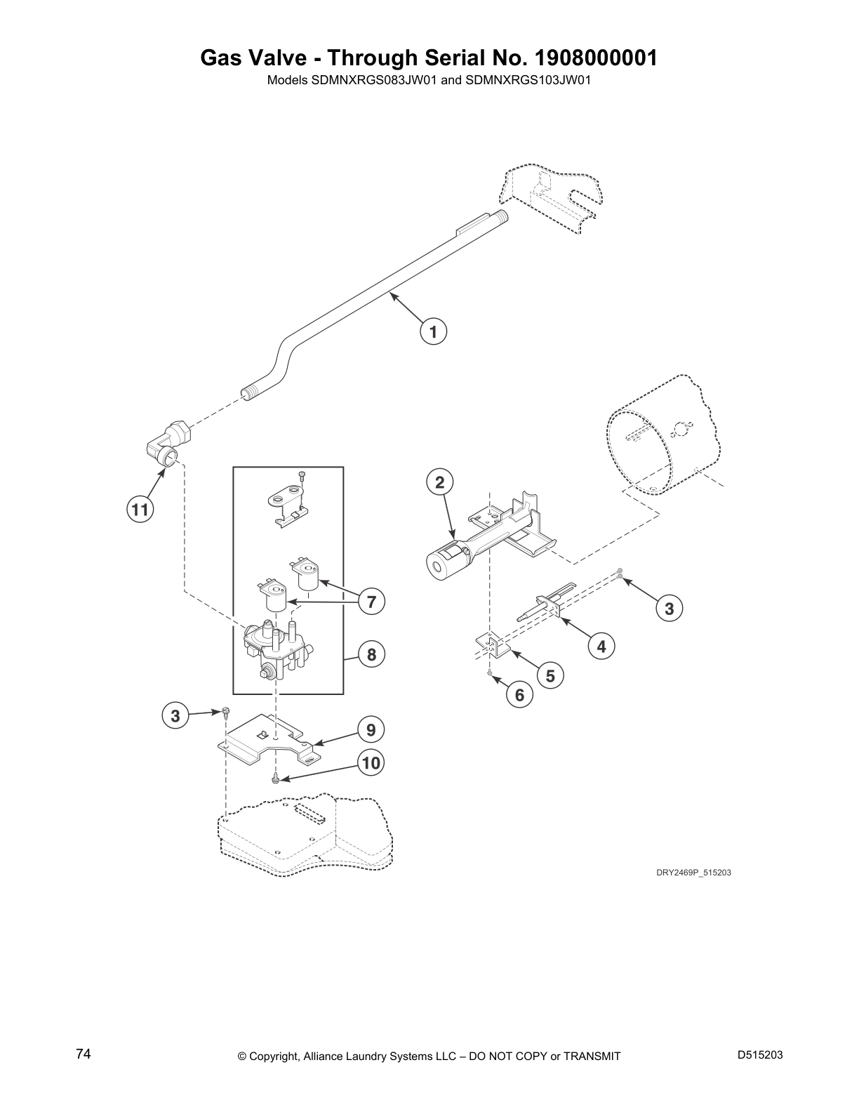 Gas Valve - Through Serial No. 1908000001