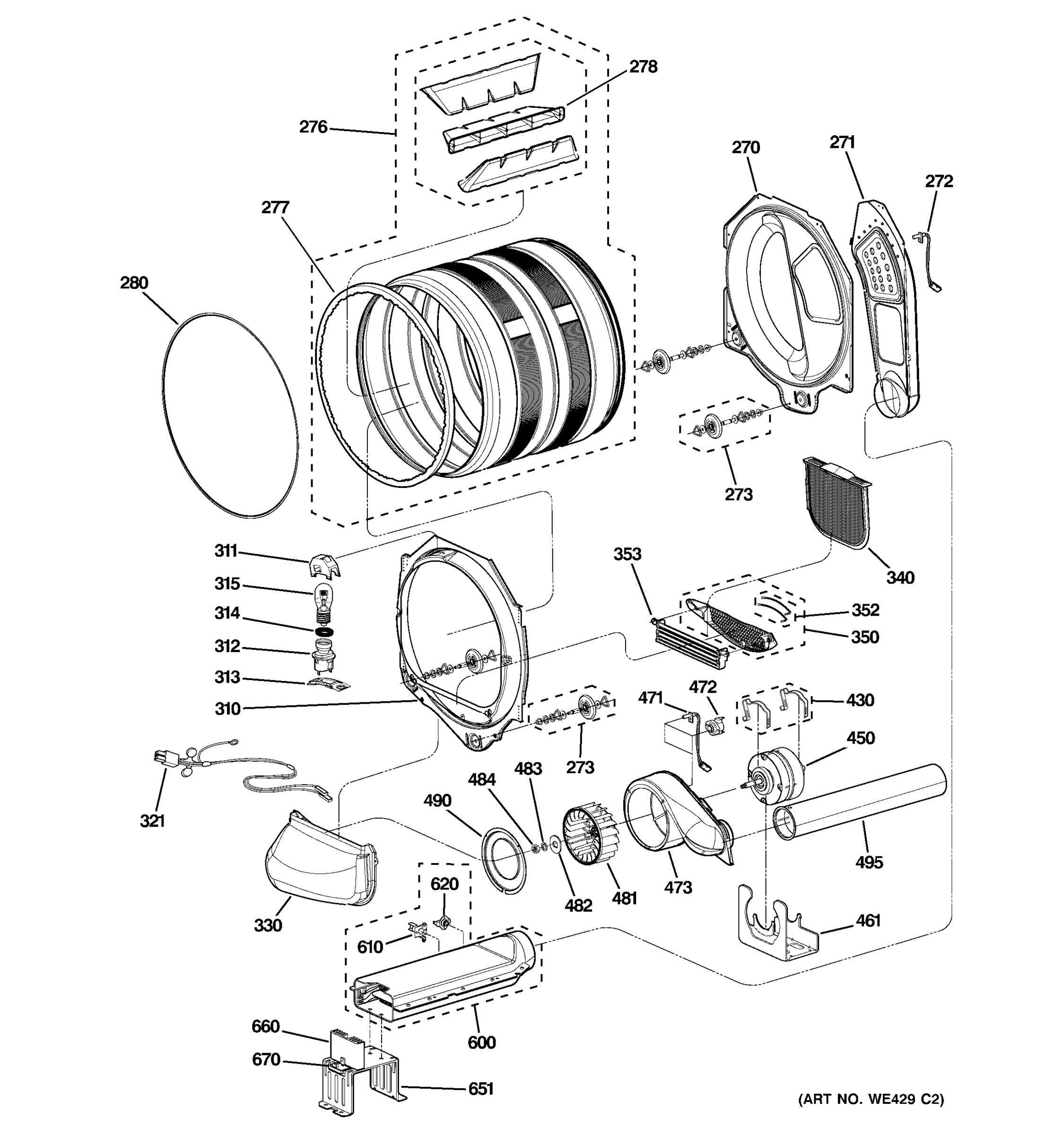 DRUM, BLOWER & MOTOR