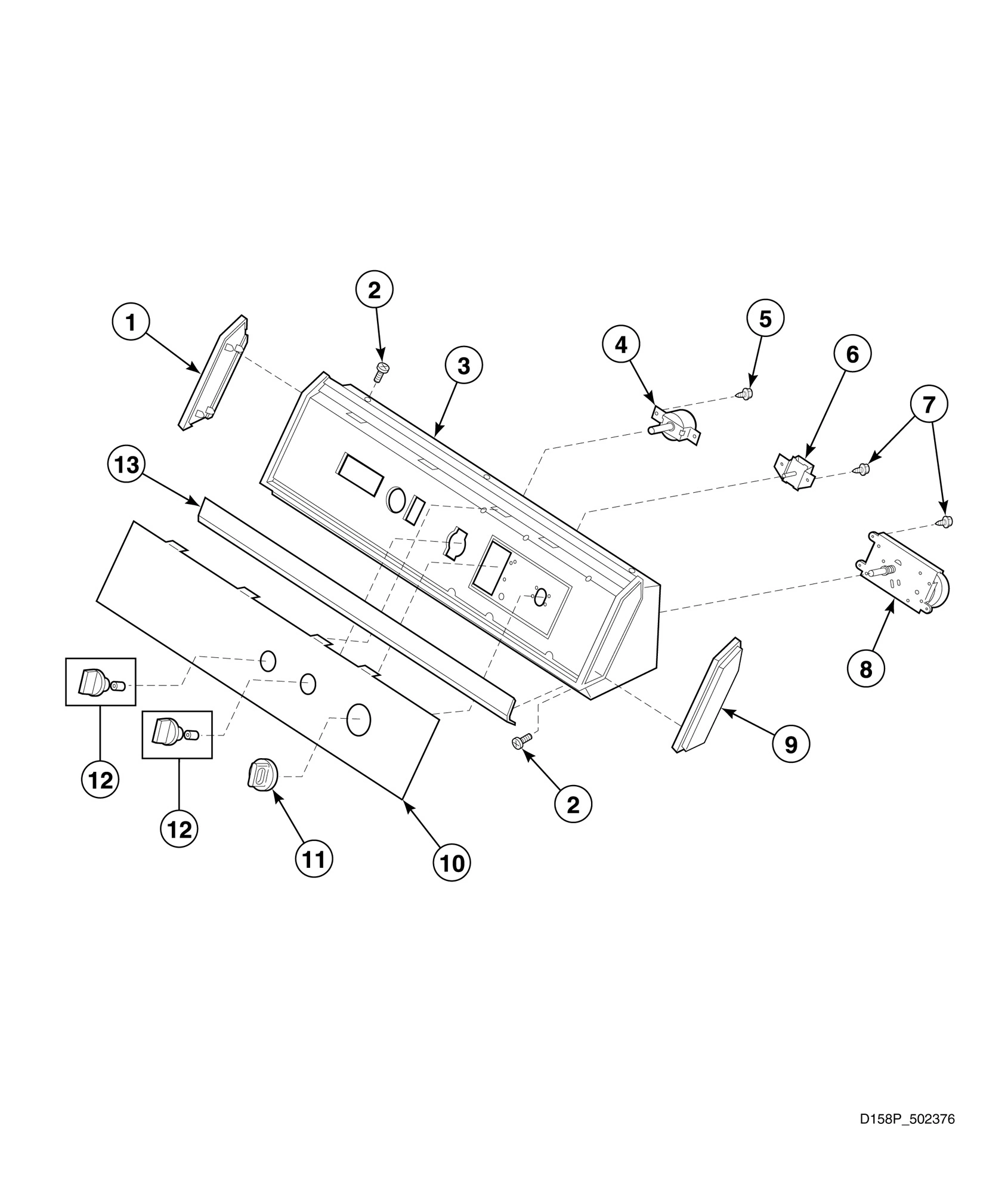 Graphic Panel, Control Hood and Controls - 5 Cycle Timer
