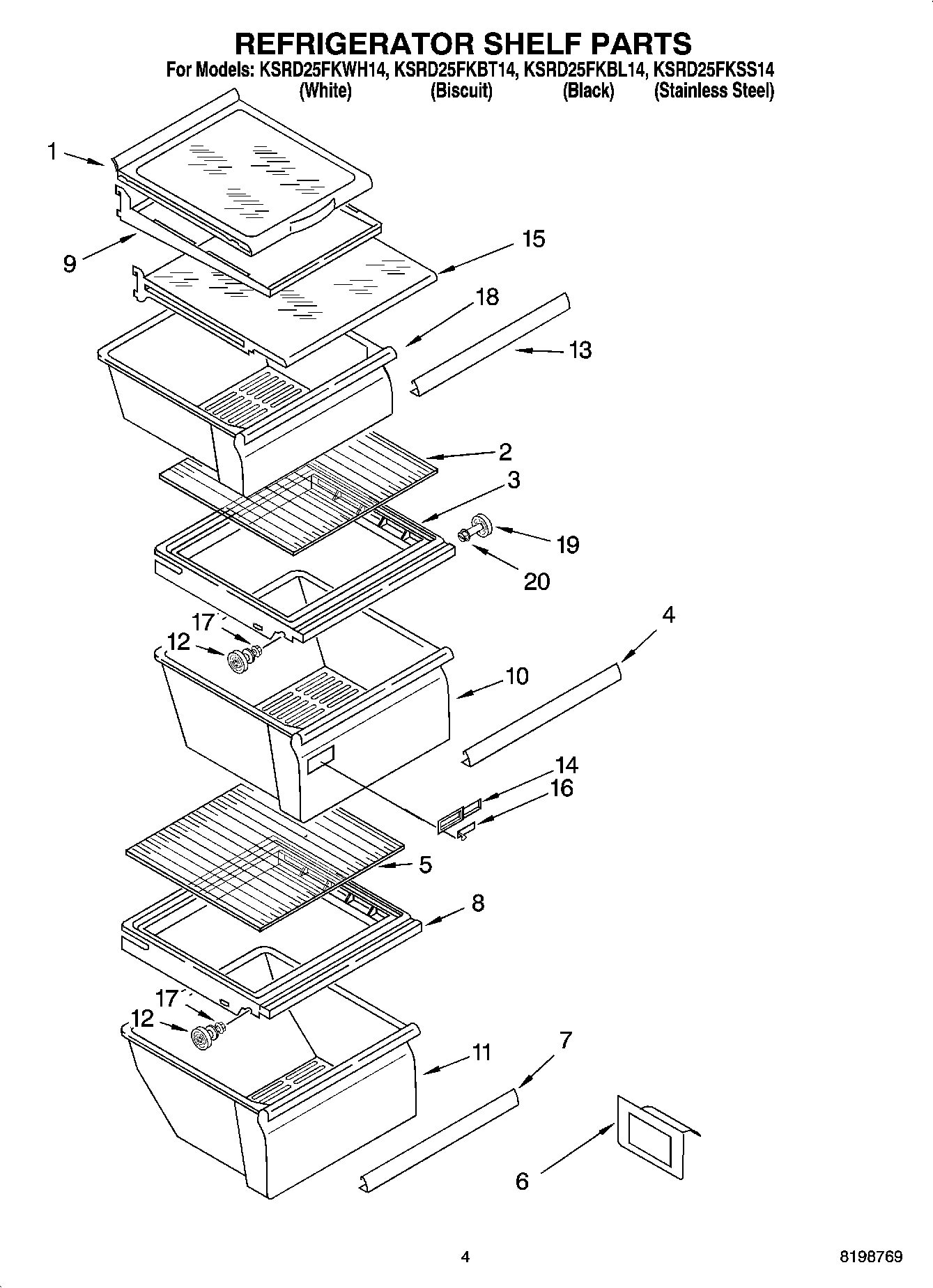 03 - REFRIGERATOR SHELF PARTS