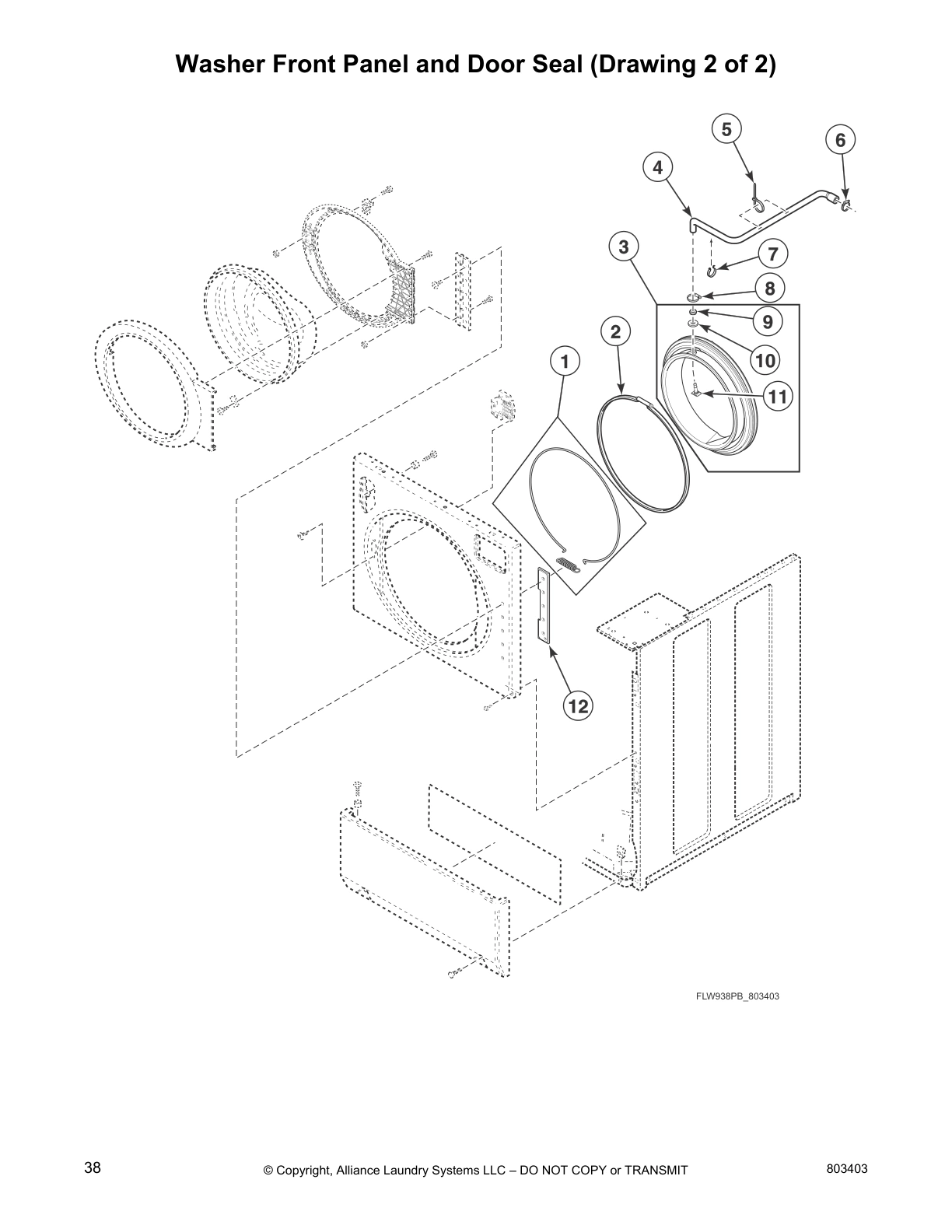 Washer Front Panel and Door Seal (Drawing 2 of 2)