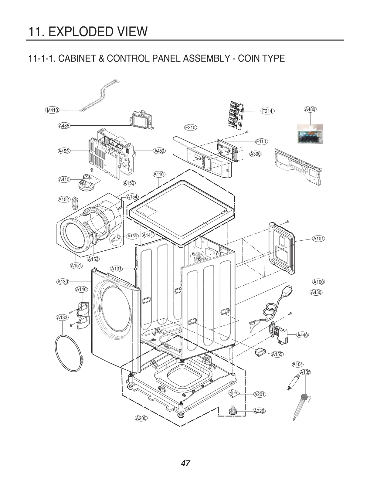 CABINET & CONTROL PANEL ASSEMBLY COIN TYPE
