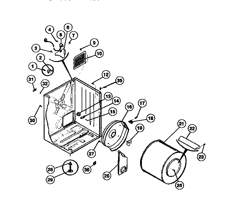 02 - CABINET, DRUM, HEAT DUCT