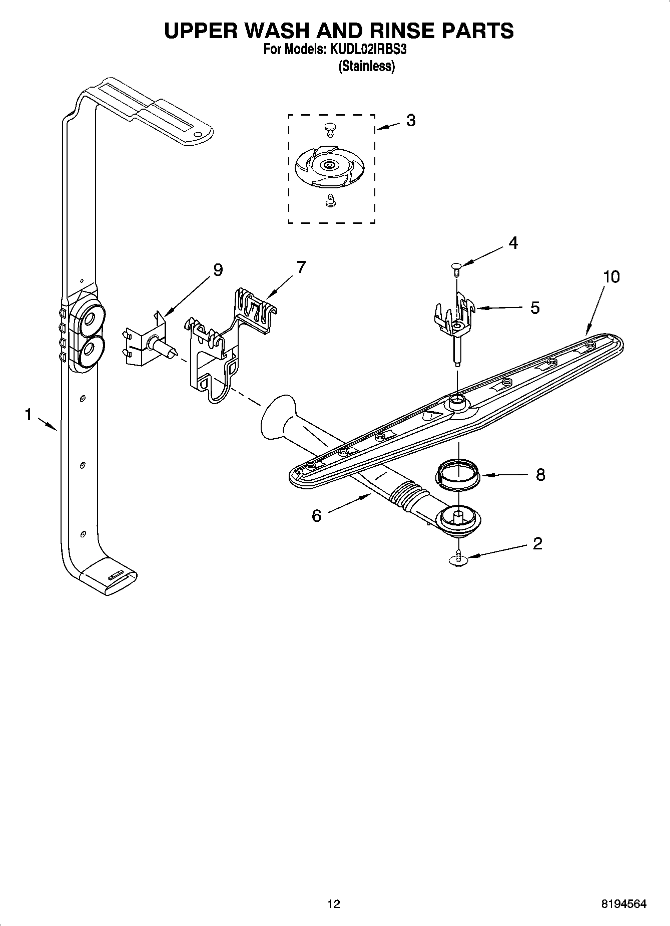 10 - UPPER WASH AND RINSE PARTS