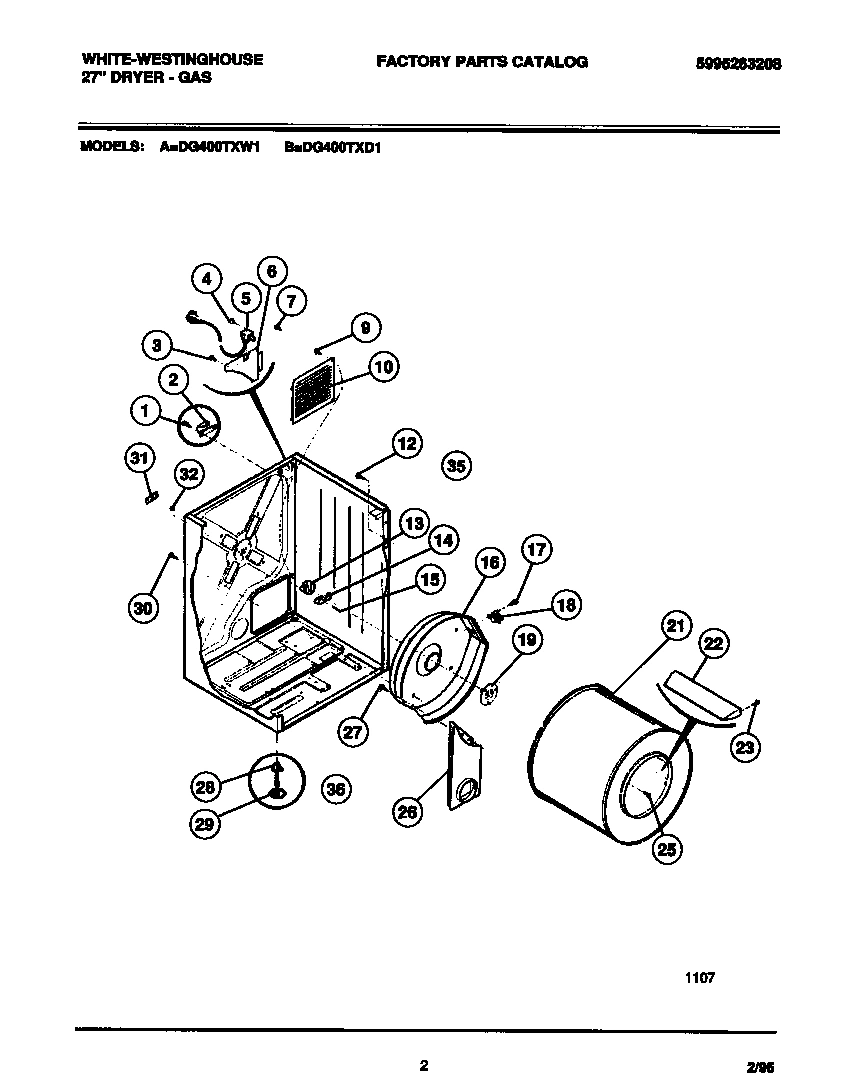 02 - CABINET, DRUM, HEAT DUCT