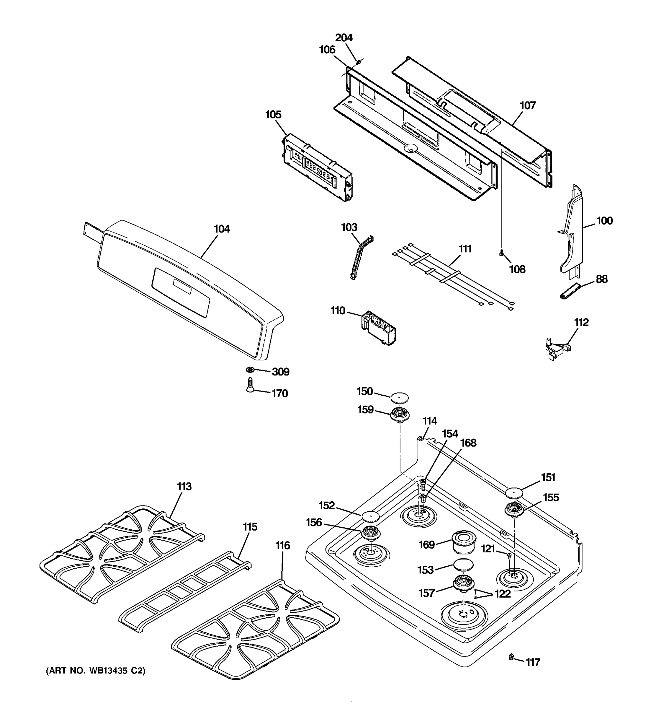CONTROL PANEL & COOKTOP PARTS