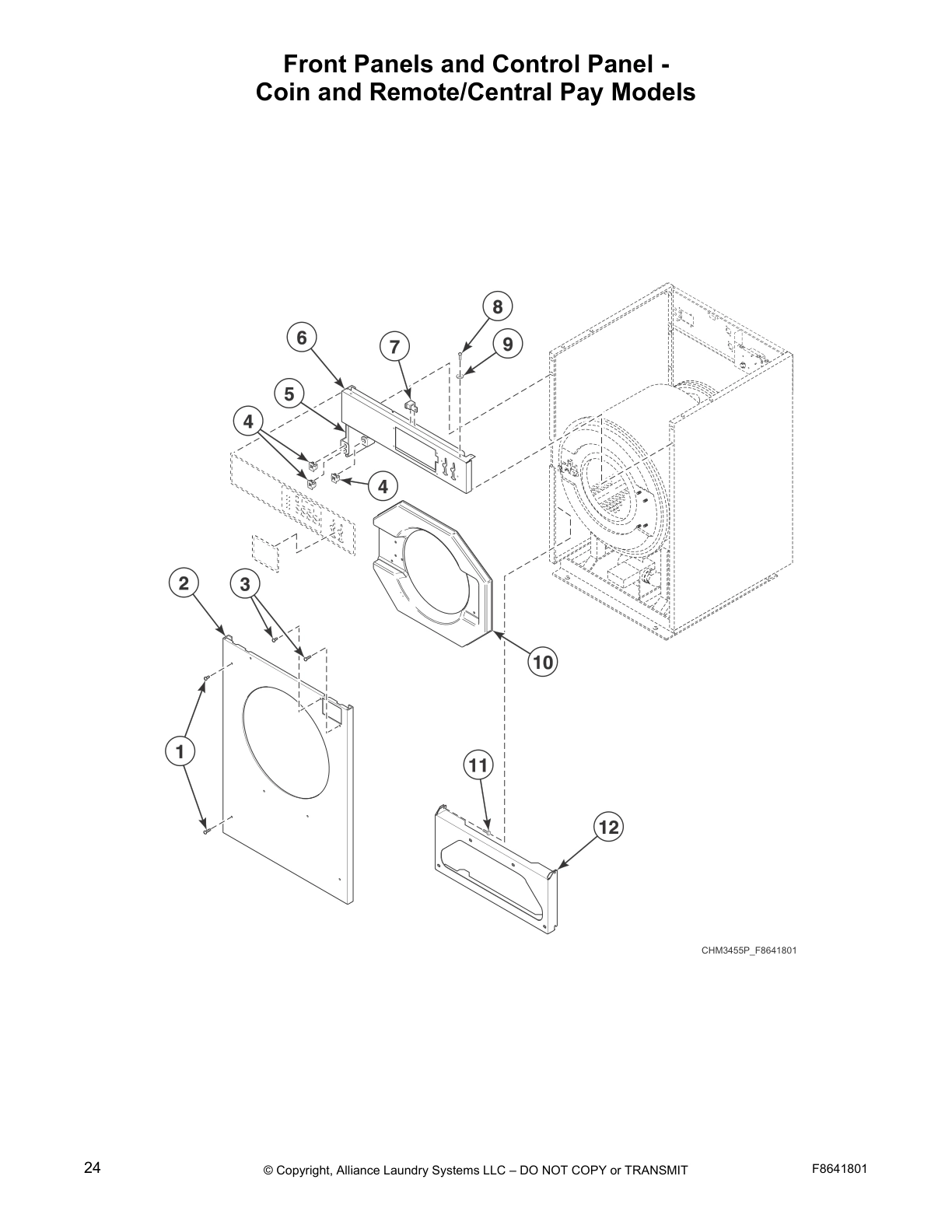 Front Panels and Control Panel -
Coin and Remote/Central Pay Models