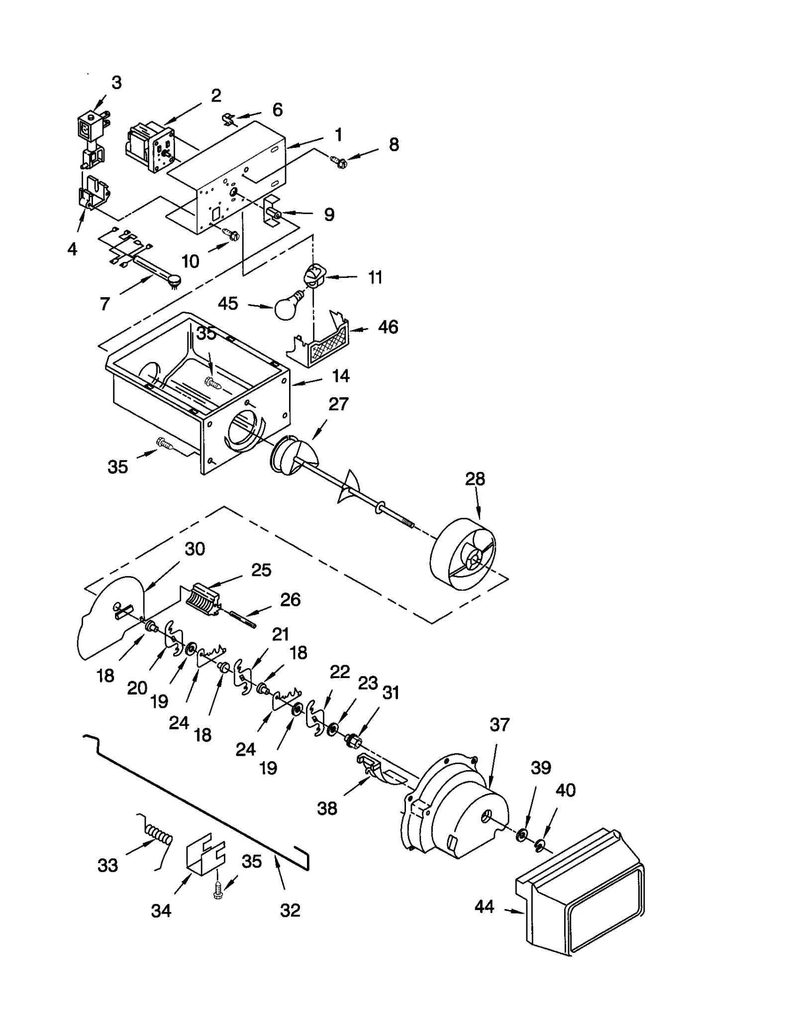 MOTOR AND ICE CONTAINER