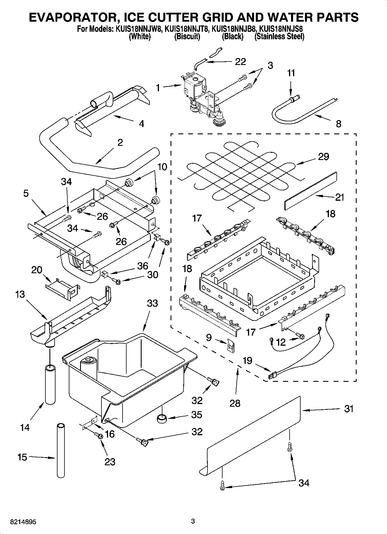 02 - EVAPORATOR, ICE CUTTER GRID AND WATER PARTS