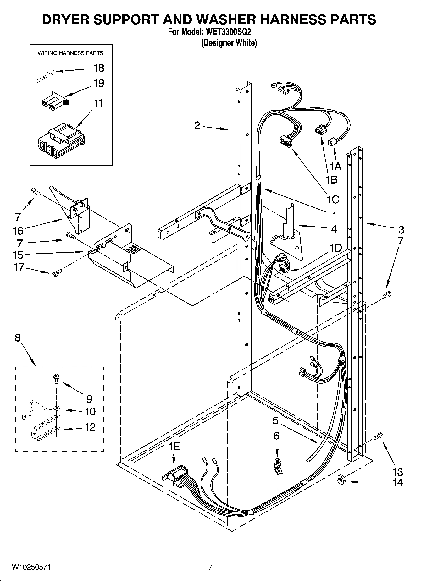 05 - DRYER SUPPORT AND WASHER HARNESS PARTS