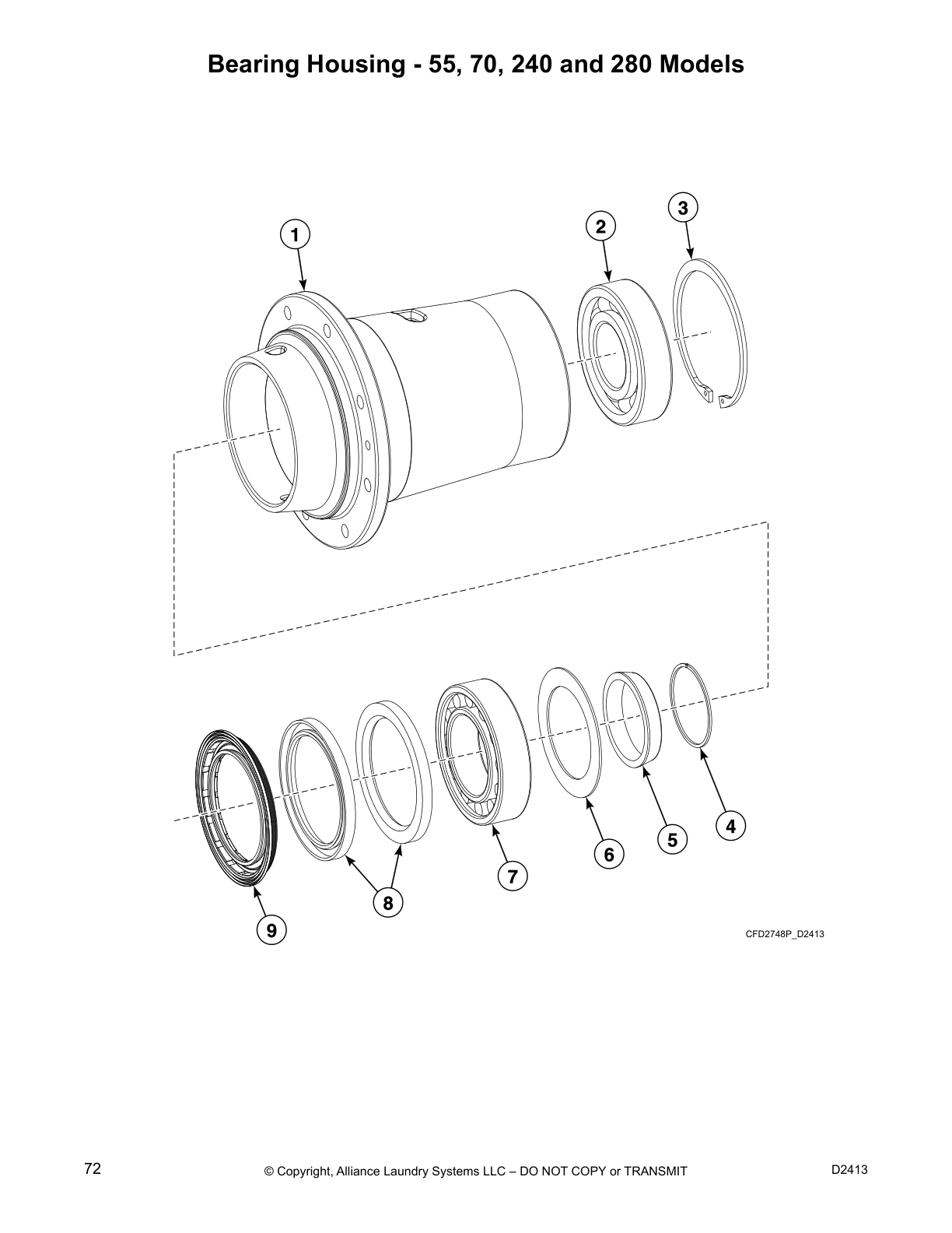 Bearing Housing - 55, 70, 240 and 280 Models