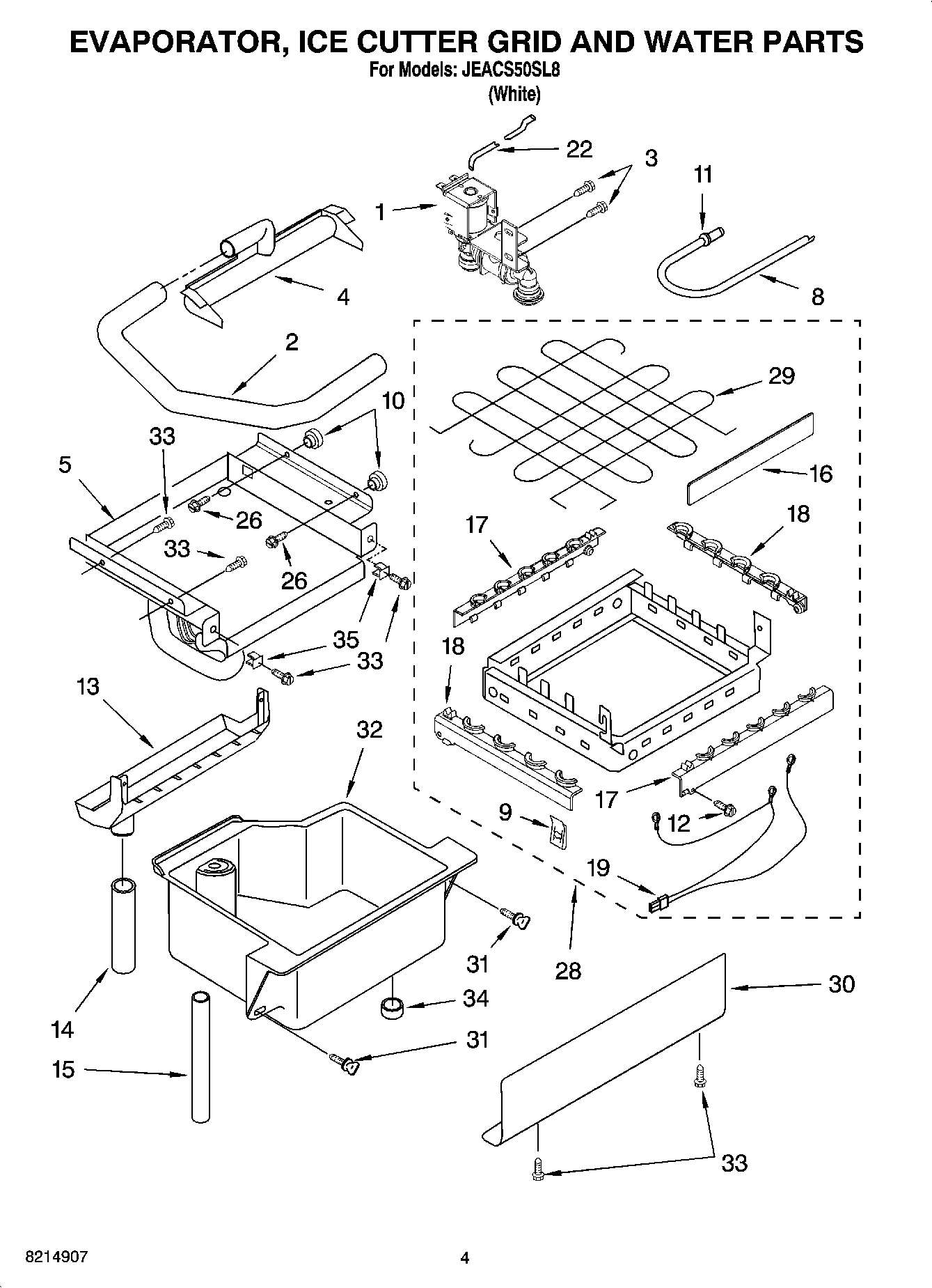 02 - EVAPORATOR ICE CUTTER GRID AND WATER PARTS