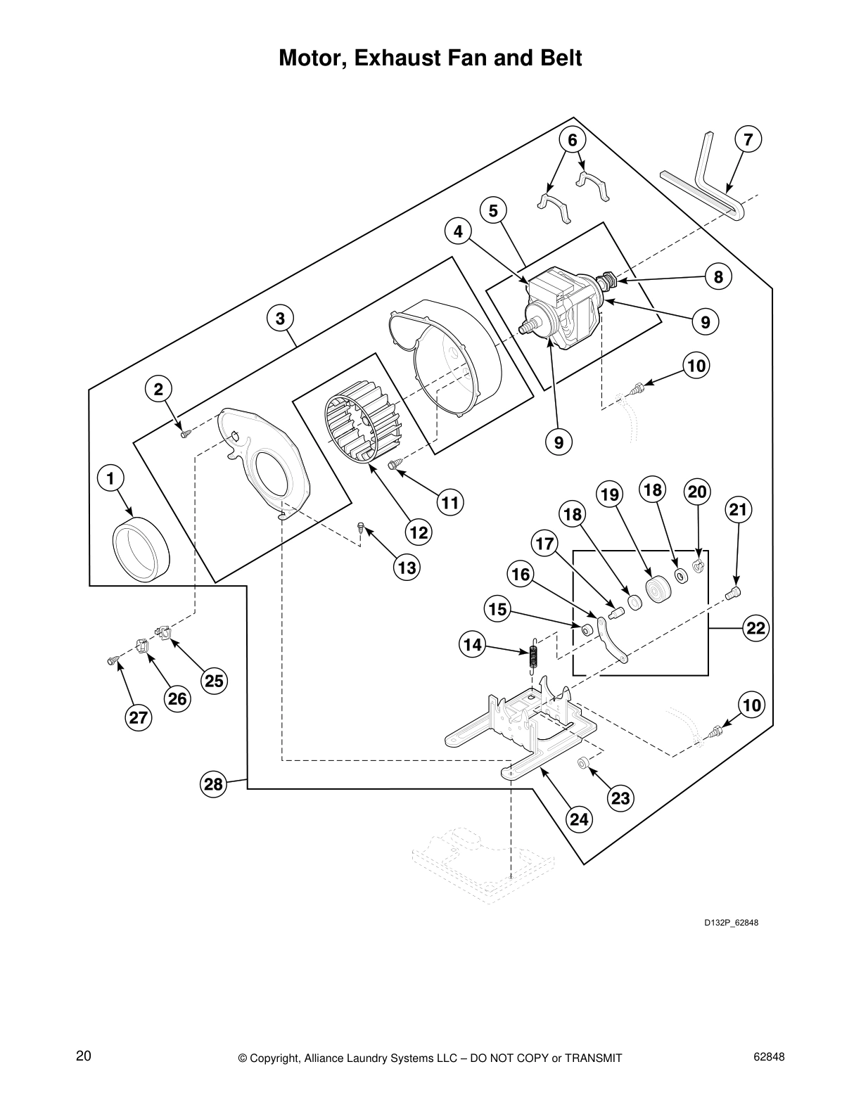 Motor, Exhaust Fan and Belt
