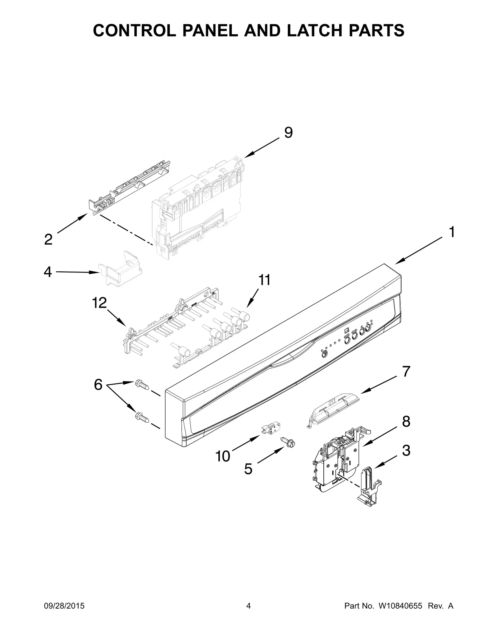 CONTROL PANEL AND LATCH PARTS