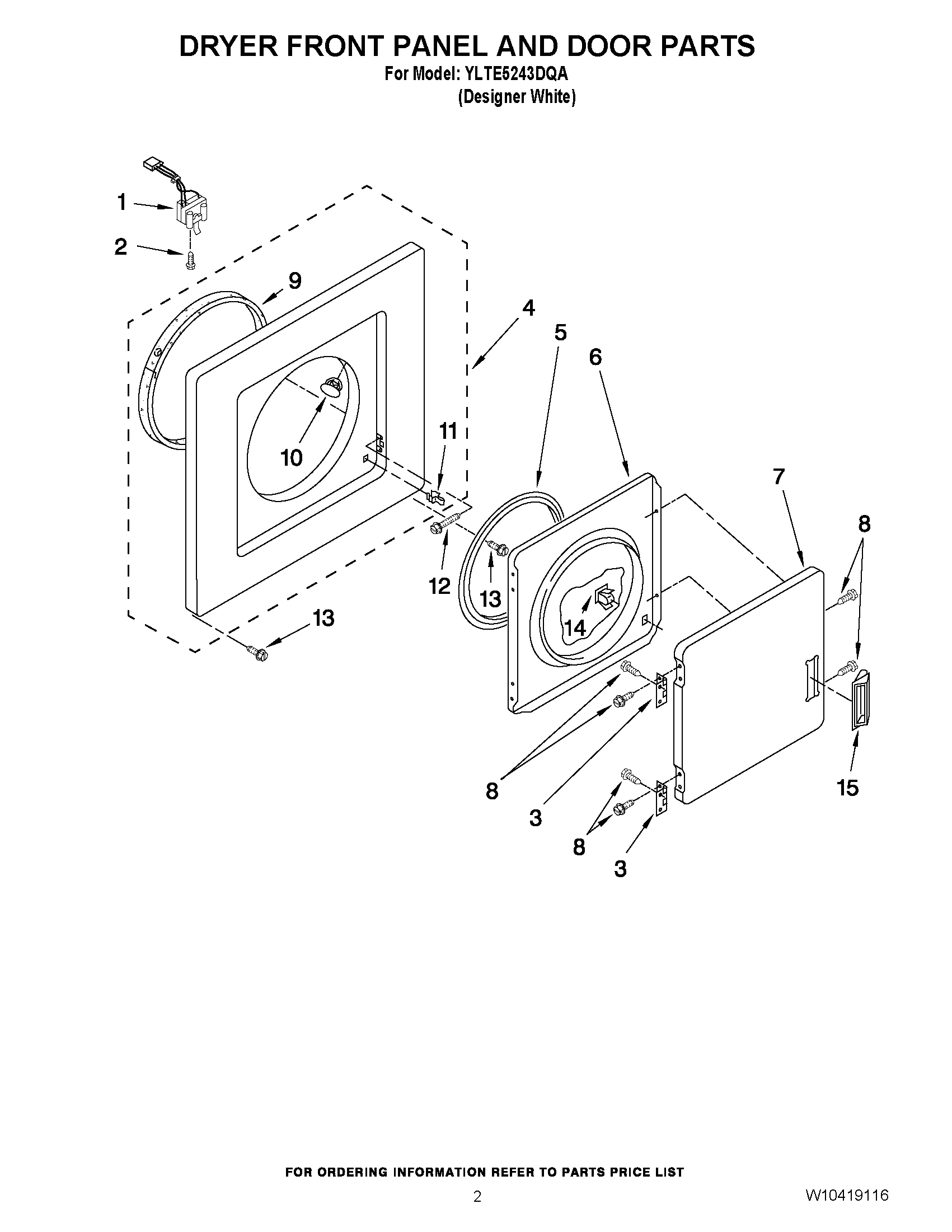 02 - DRYER FRONT PANEL AND DOOR PARTS