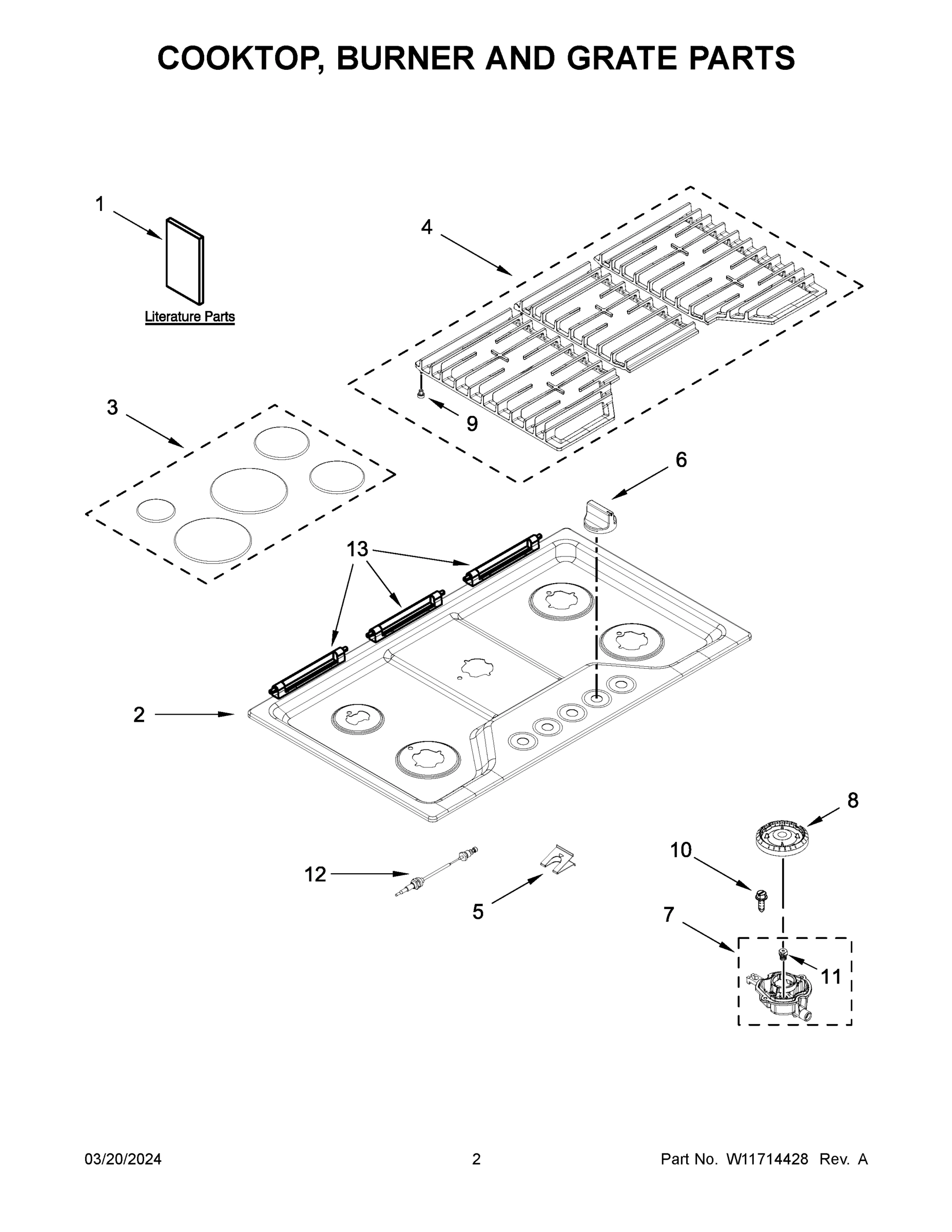 02 - COOKTOP, BURNER AND GRATE PARTS