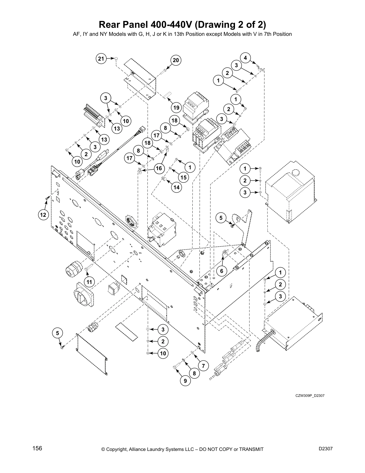 Rear Panel 400-440V (Drawing 2 of 2)