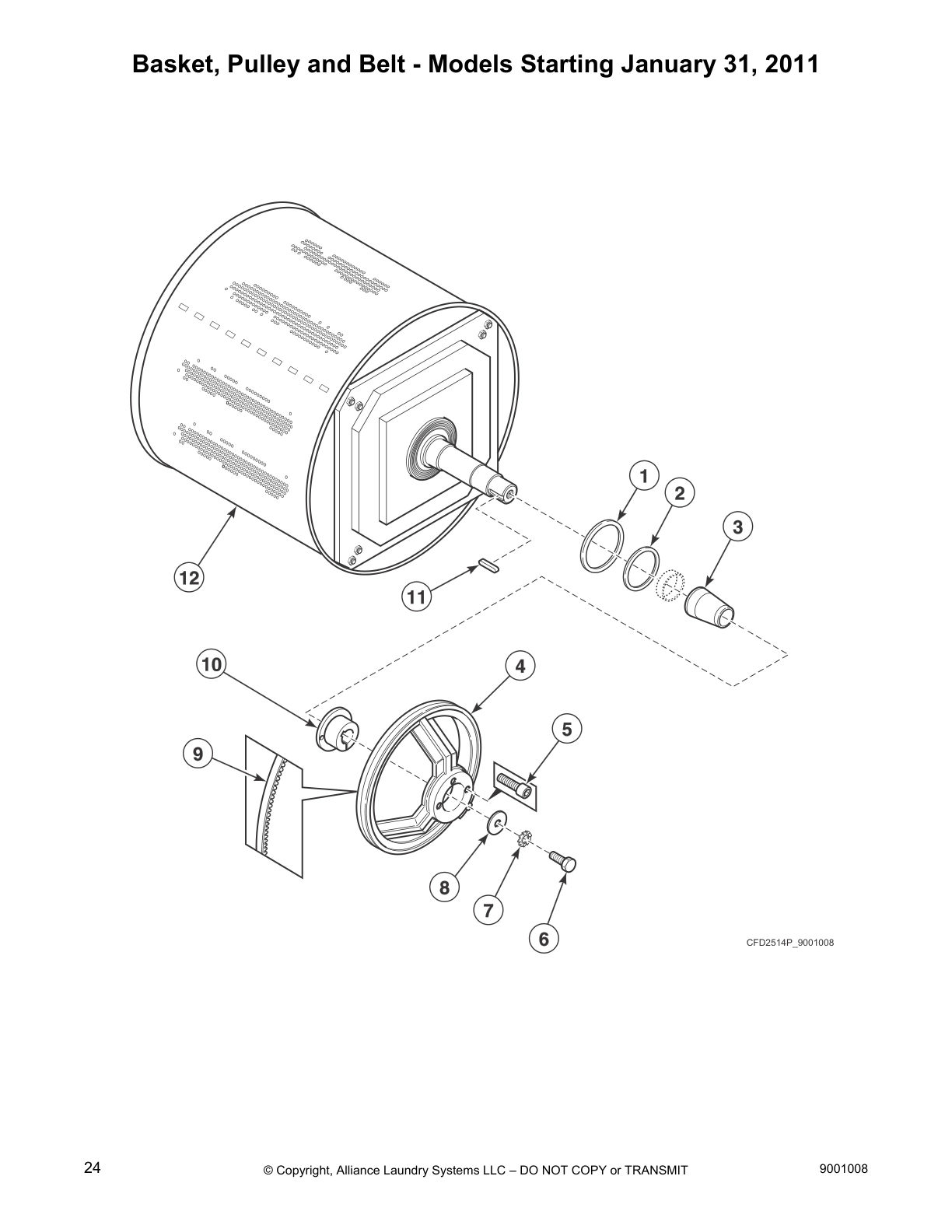 Basket, Pulley and Belt - Models Starting January 31, 2011