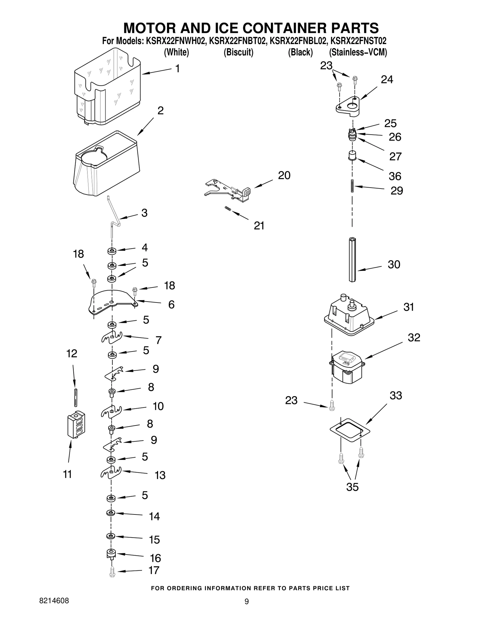 MOTOR AND ICE CONTAINER PARTS